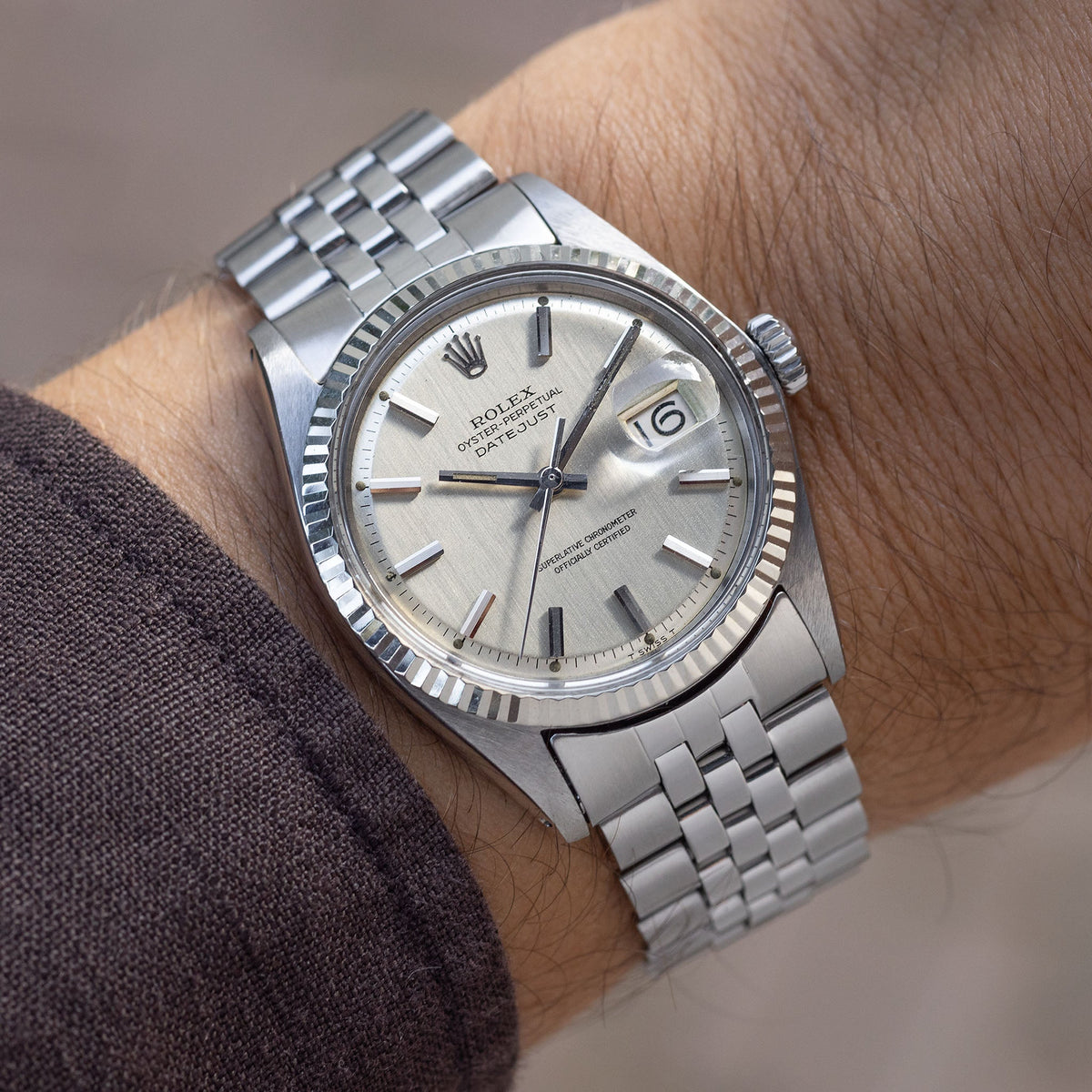 Rolex Datejust 1601 Vertical Brush Silver Dial