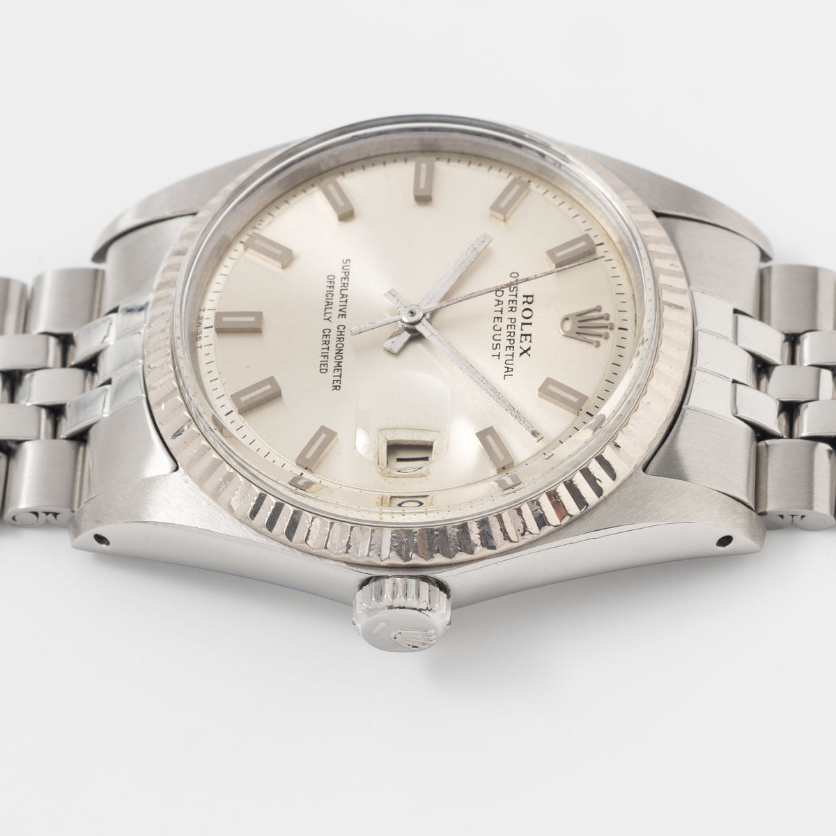 Rolex Datejust 1601 rare No Lume Singer Block Markers dial