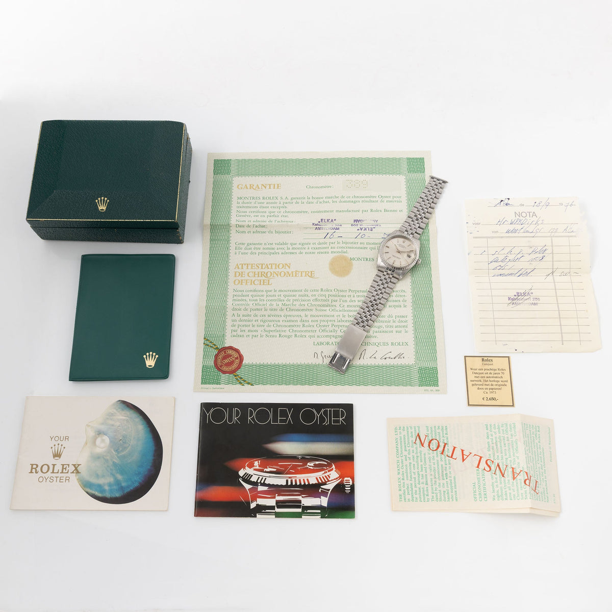 Rolex Datejust Ref. 1603 - Silver Soleil Dial, Box & Original Papers