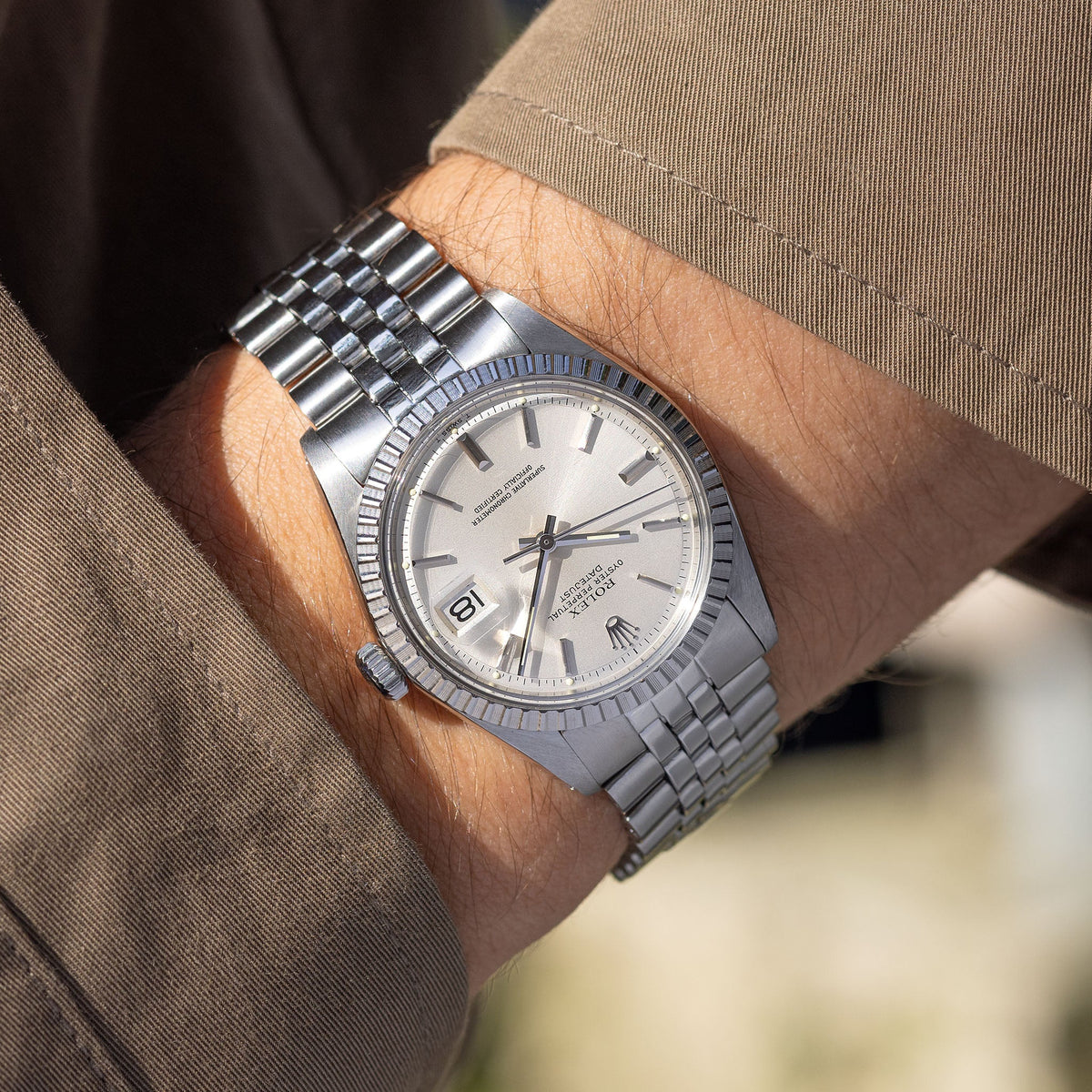 Rolex Datejust Ref. 1603 - Silver Soleil Dial, Box & Original Papers