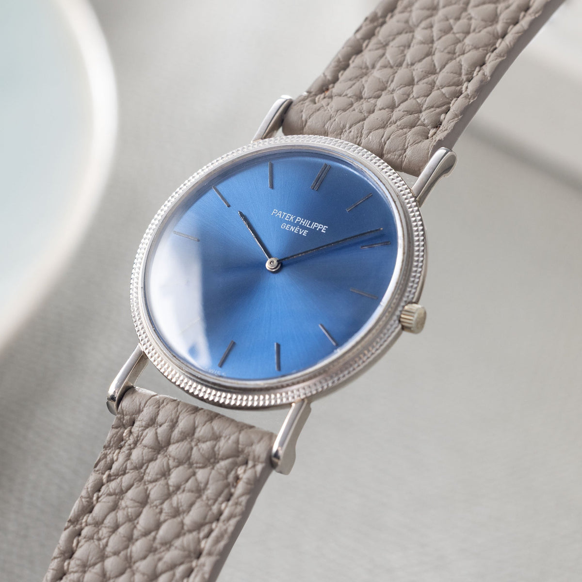 Patek Philippe Calatrava Ref 3520D Blue Soleil Dial in 18k White Gold