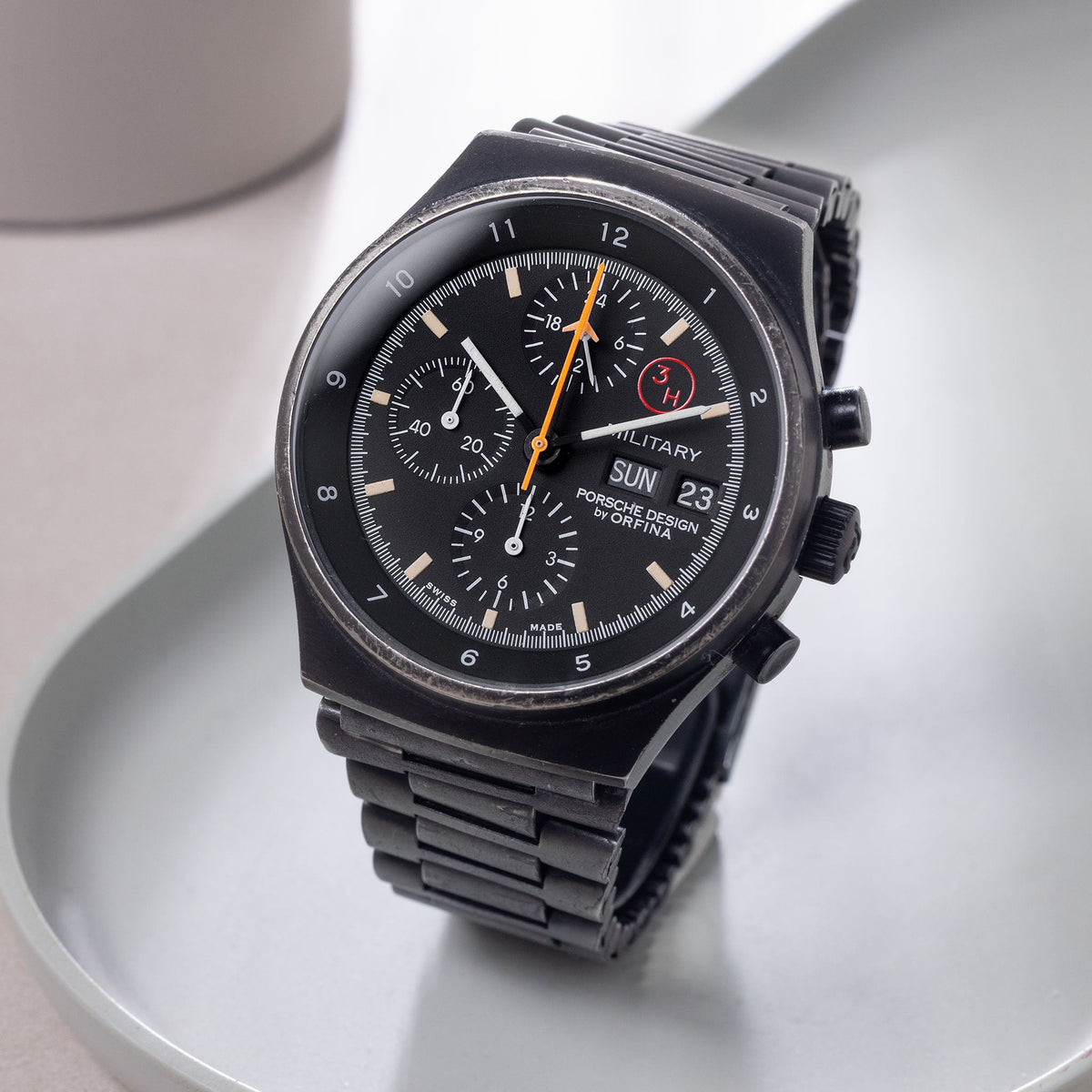 Porsche Design by Orfina Chrono 1 Military 3H Dial Black PVD-Case ref. 7177