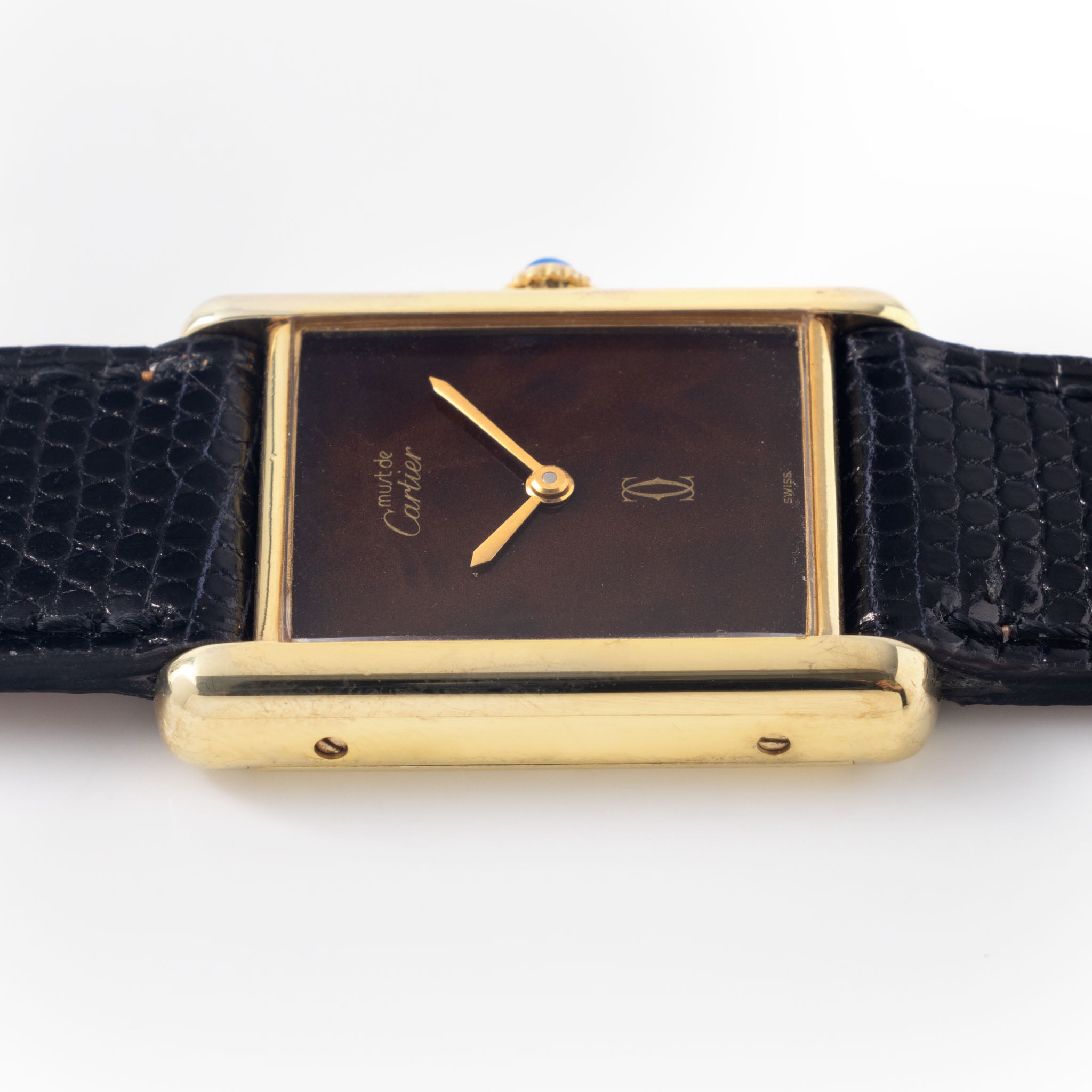 Cartier Tank must de Cartier Wood dial handwound movement big size 
