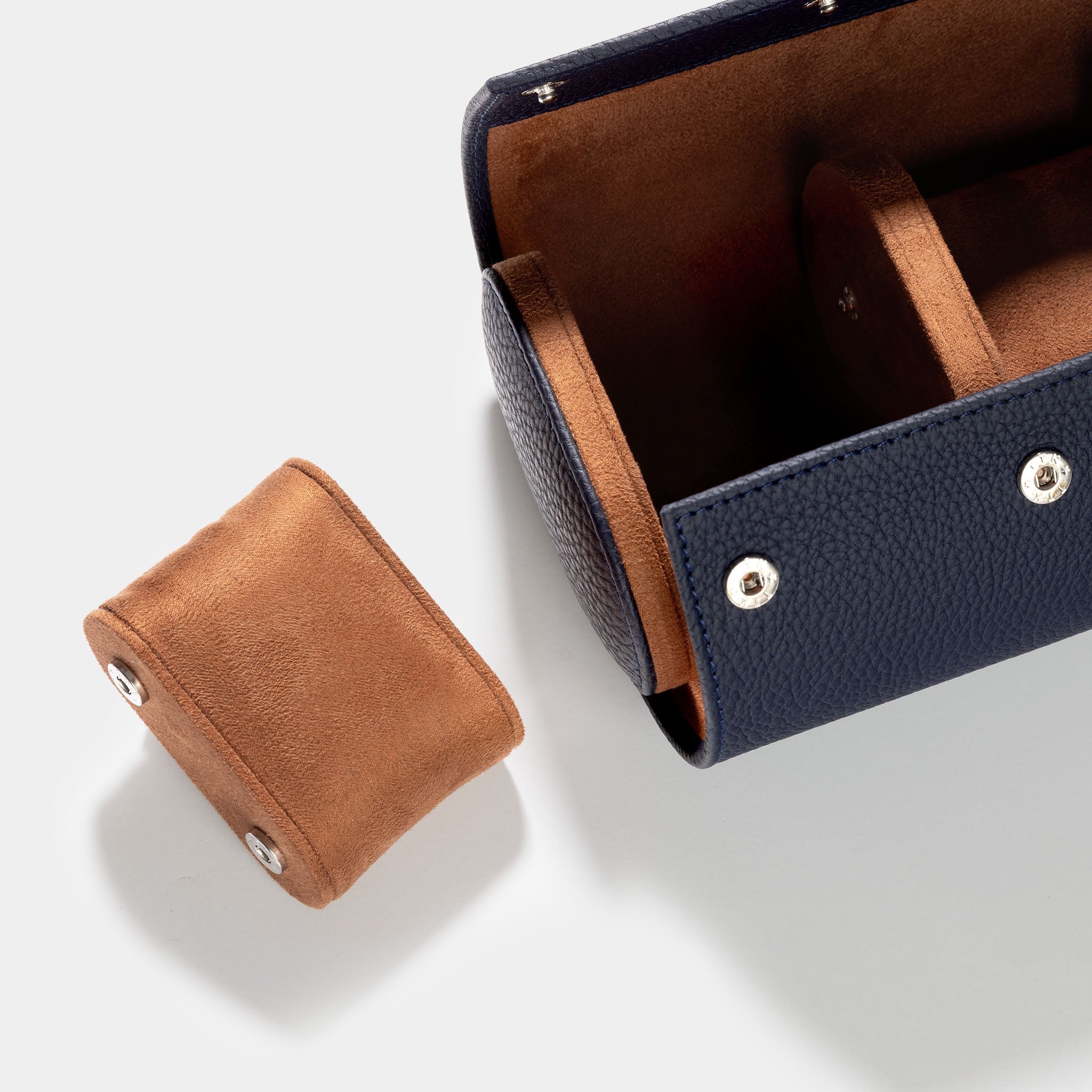 Oval 3 Watch Dark Blue Leather Watch Box