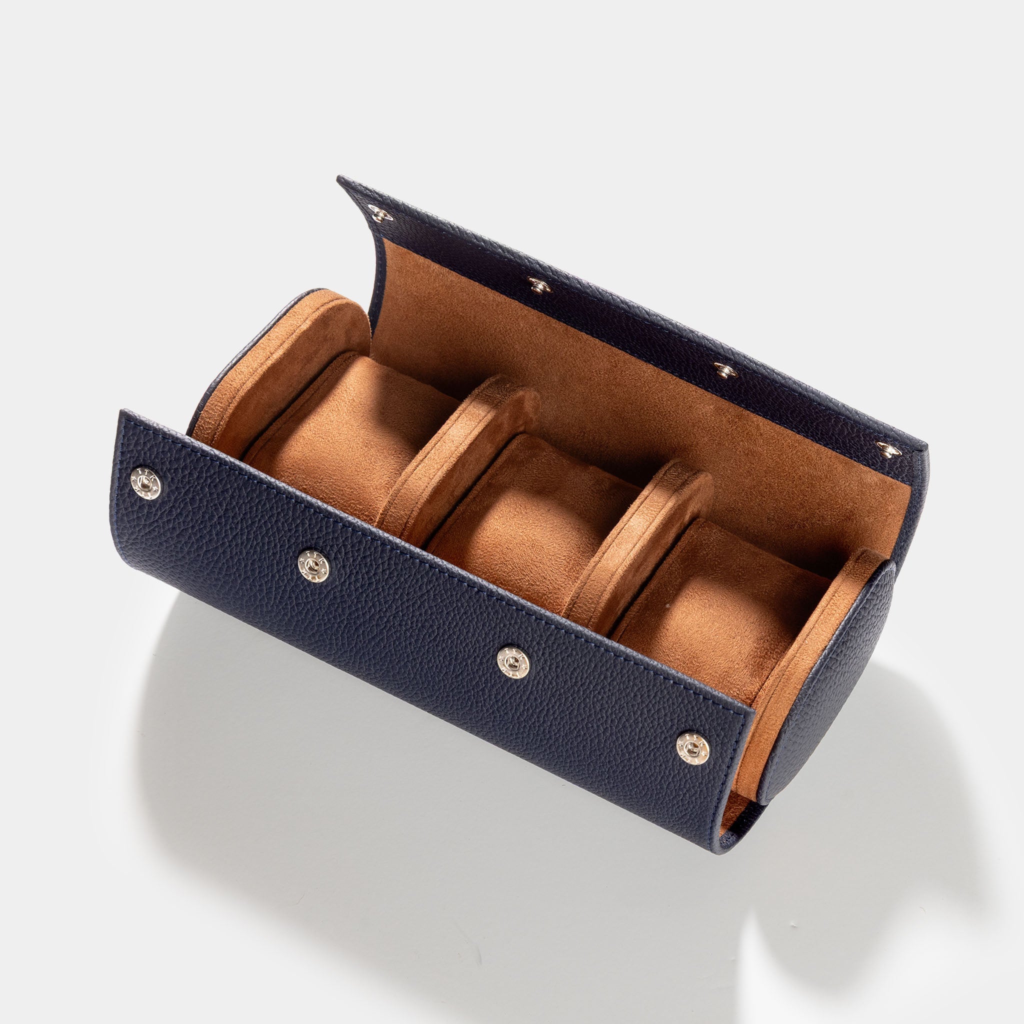 Oval 3 Watch Dark Blue Leather Watch Box