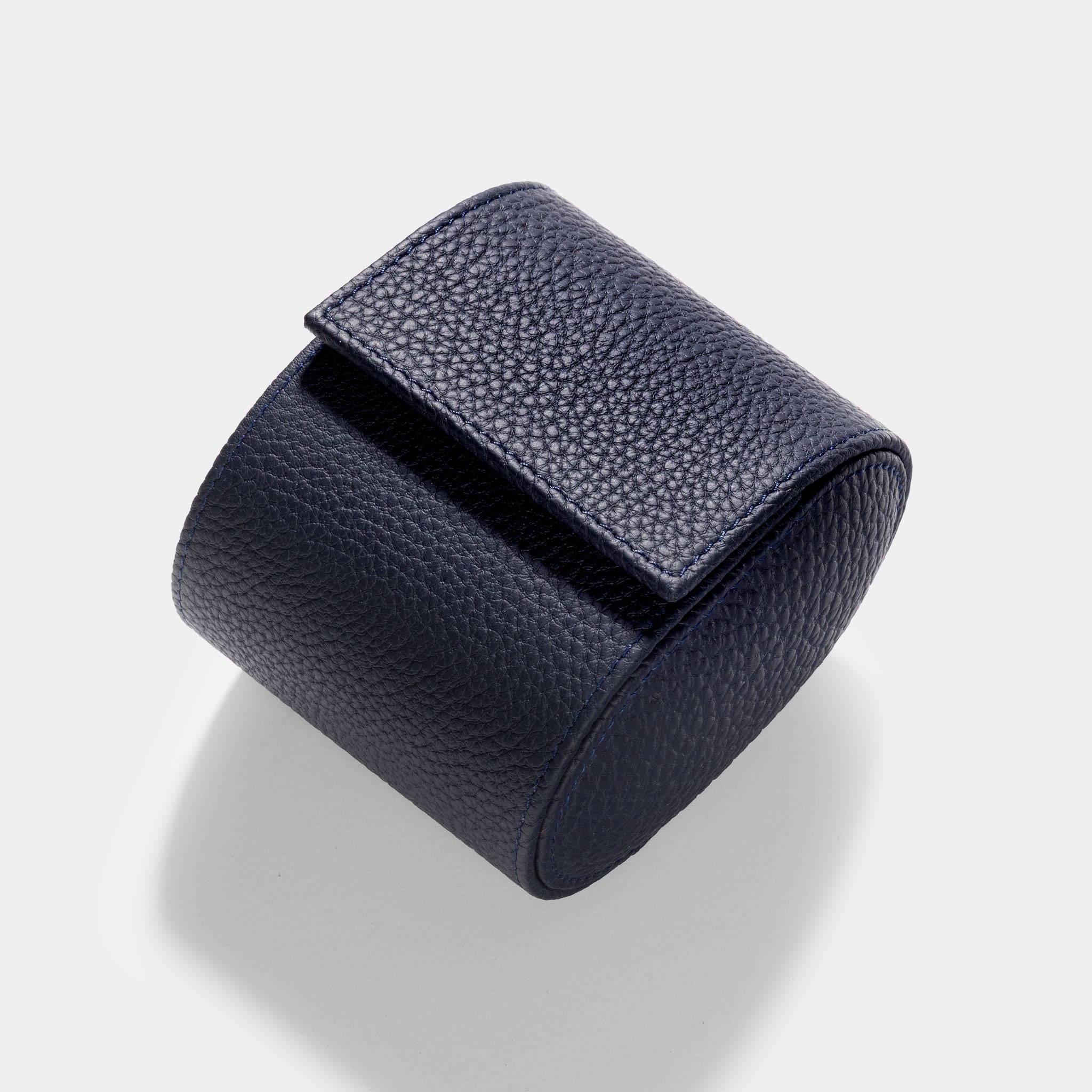 Oval Single Dark Blue Leather Watch Box