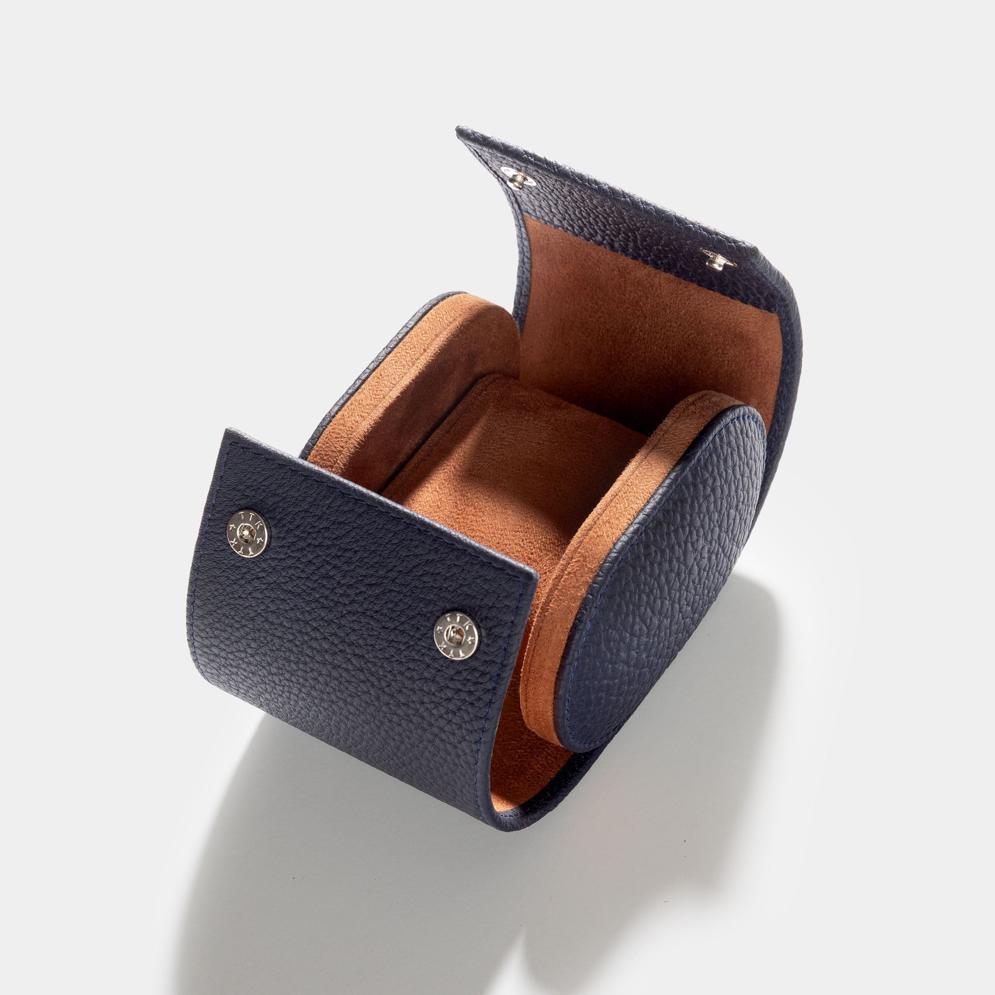 Oval Single Dark Blue Leather Watch Box