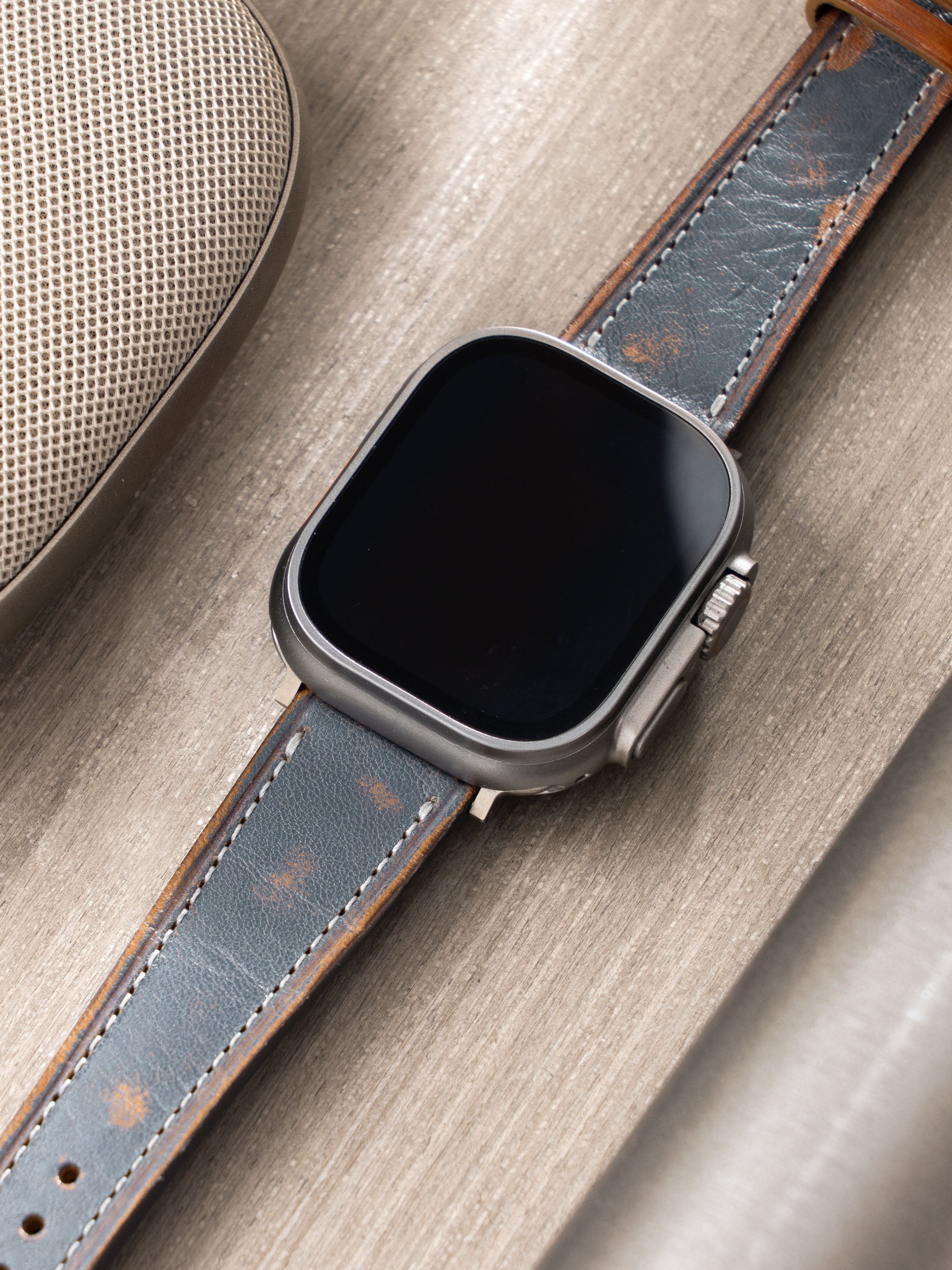 Strap for Apple Watch Ultra - Denim Blue Retro Leather