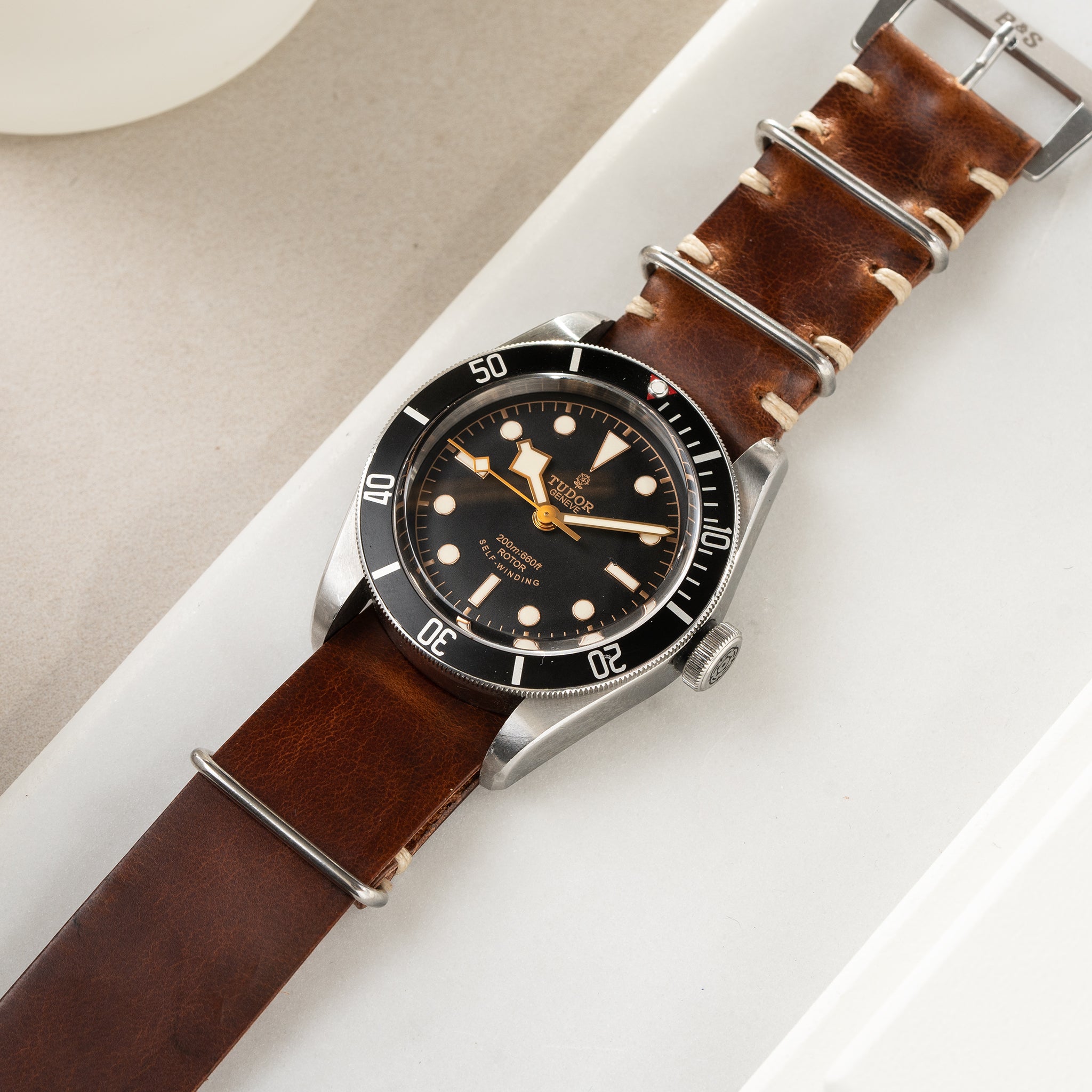 Strap for Tudor Black Bay 41mm - Siena Brown Single Pass Leather