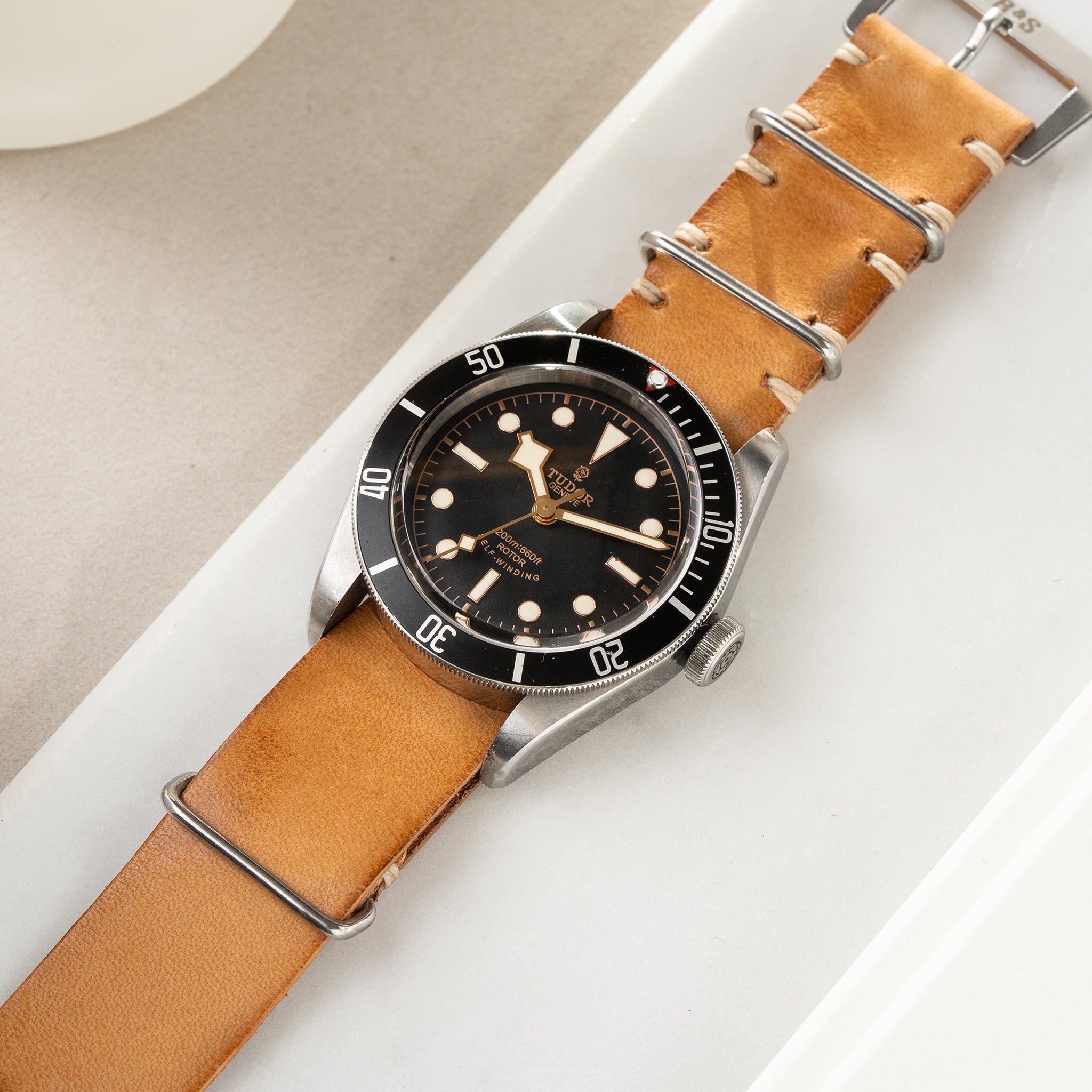 Strap for Tudor Black Bay 41mm - Caramel Brown Single Pass Leather