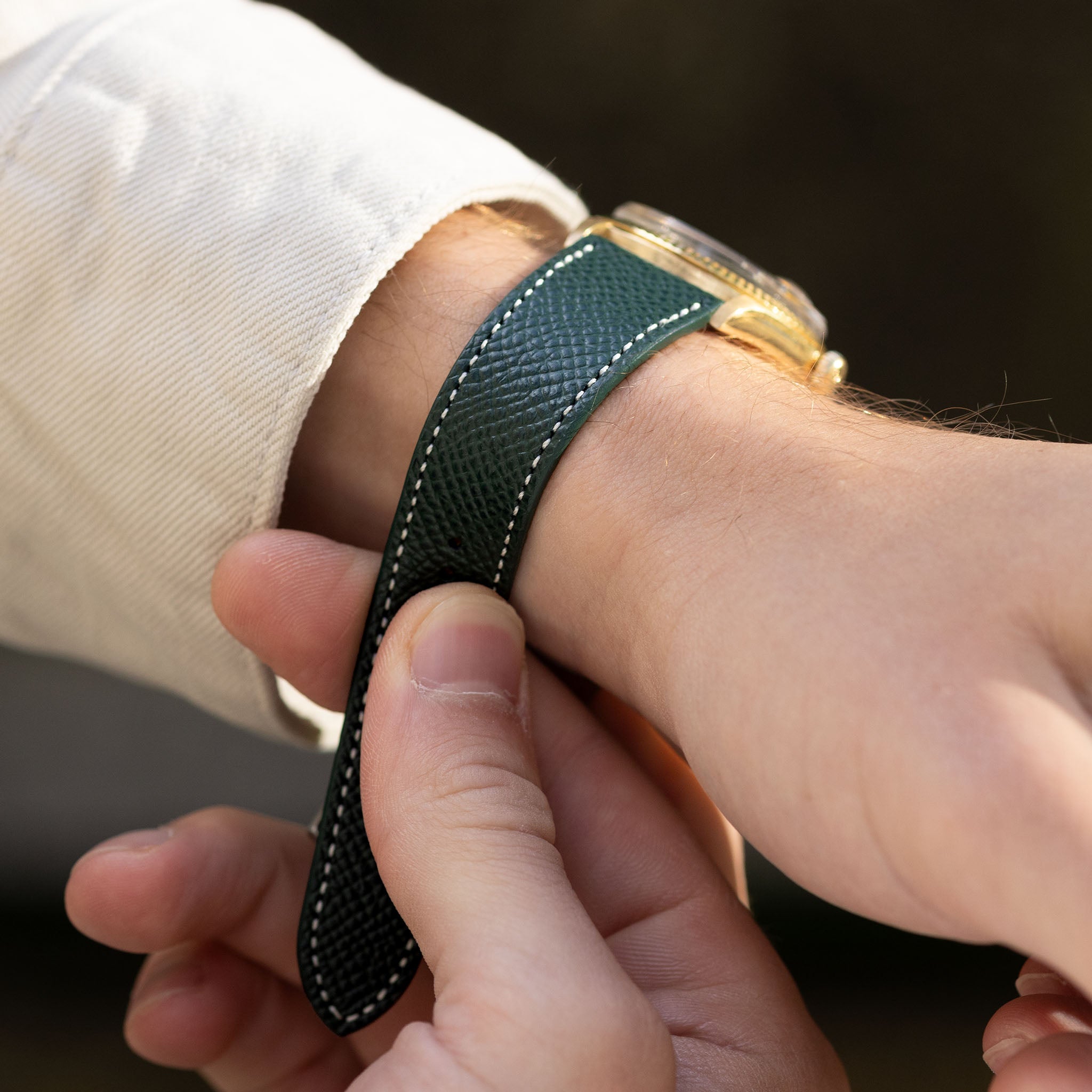 Epsom Dark Green Leather Watch Strap