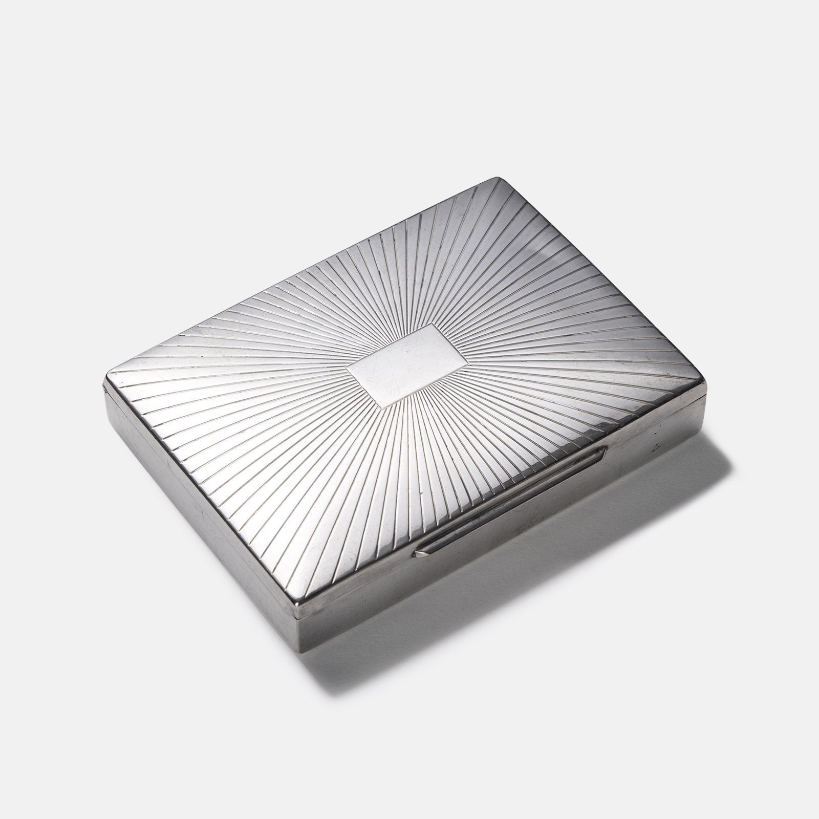 Vintage Art Deco Chrome and Wood Desk Box