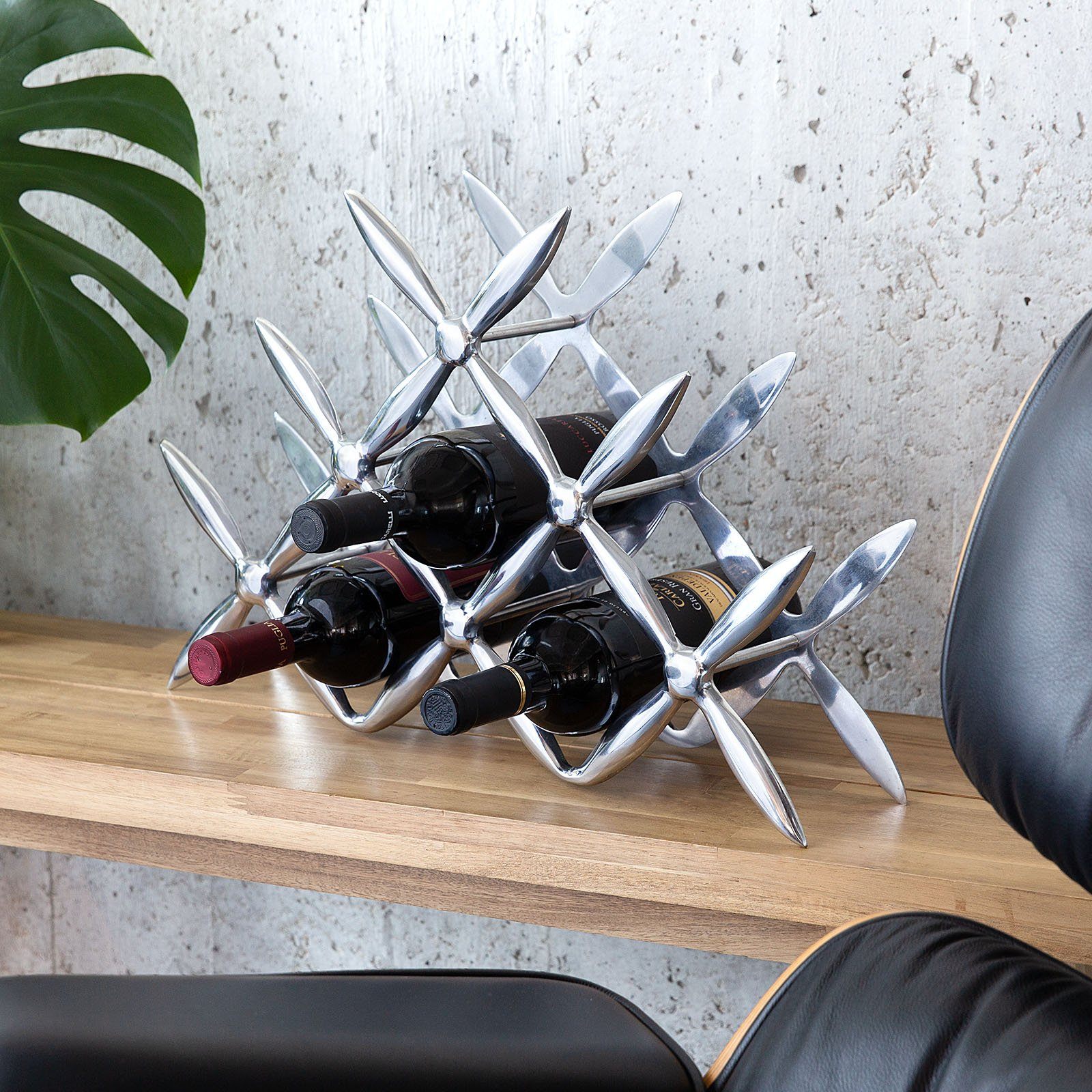 Vintage Aluminum Airplane Propeller 8 Wine Rack Bottle Holder