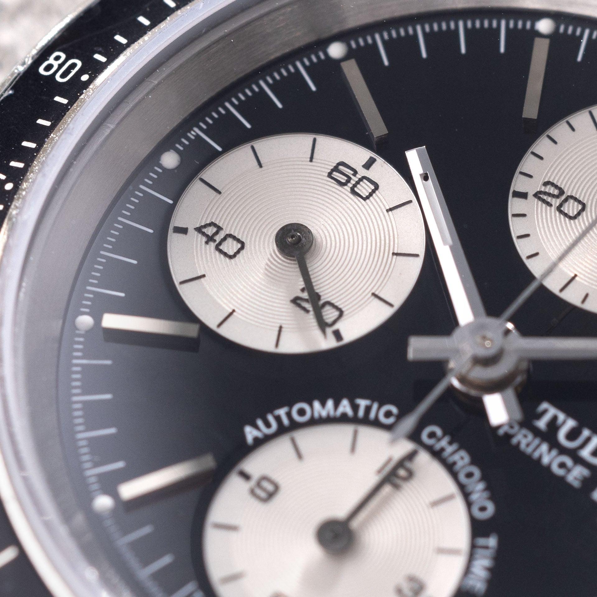 Tudor Prince Date Chronograph 79260 Small Block Black Dial