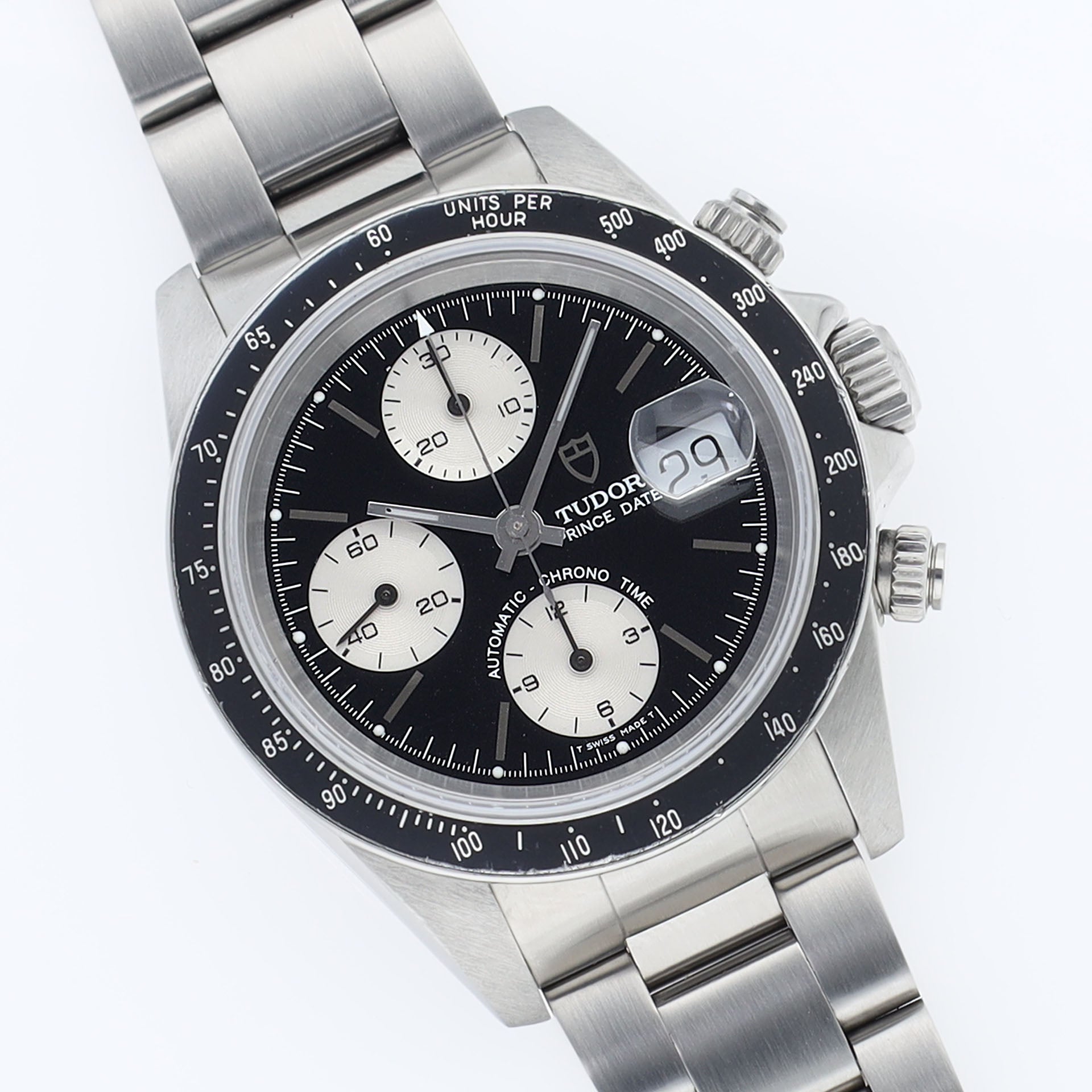 Tudor Prince Date Chronograph 79260 Small Block Black Dial