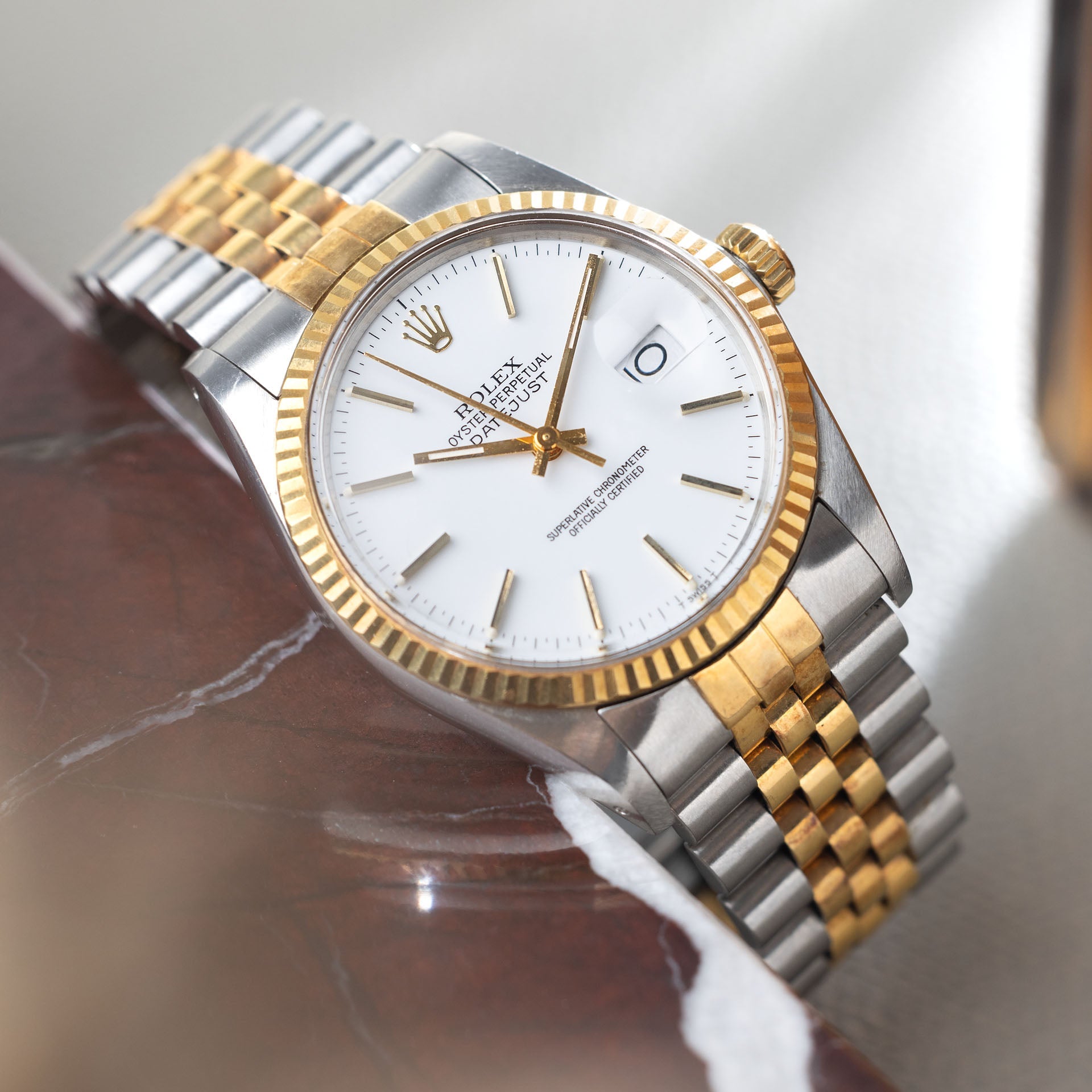 Rolex Datejust 16013 Steel and Gold with Porcelain Dial