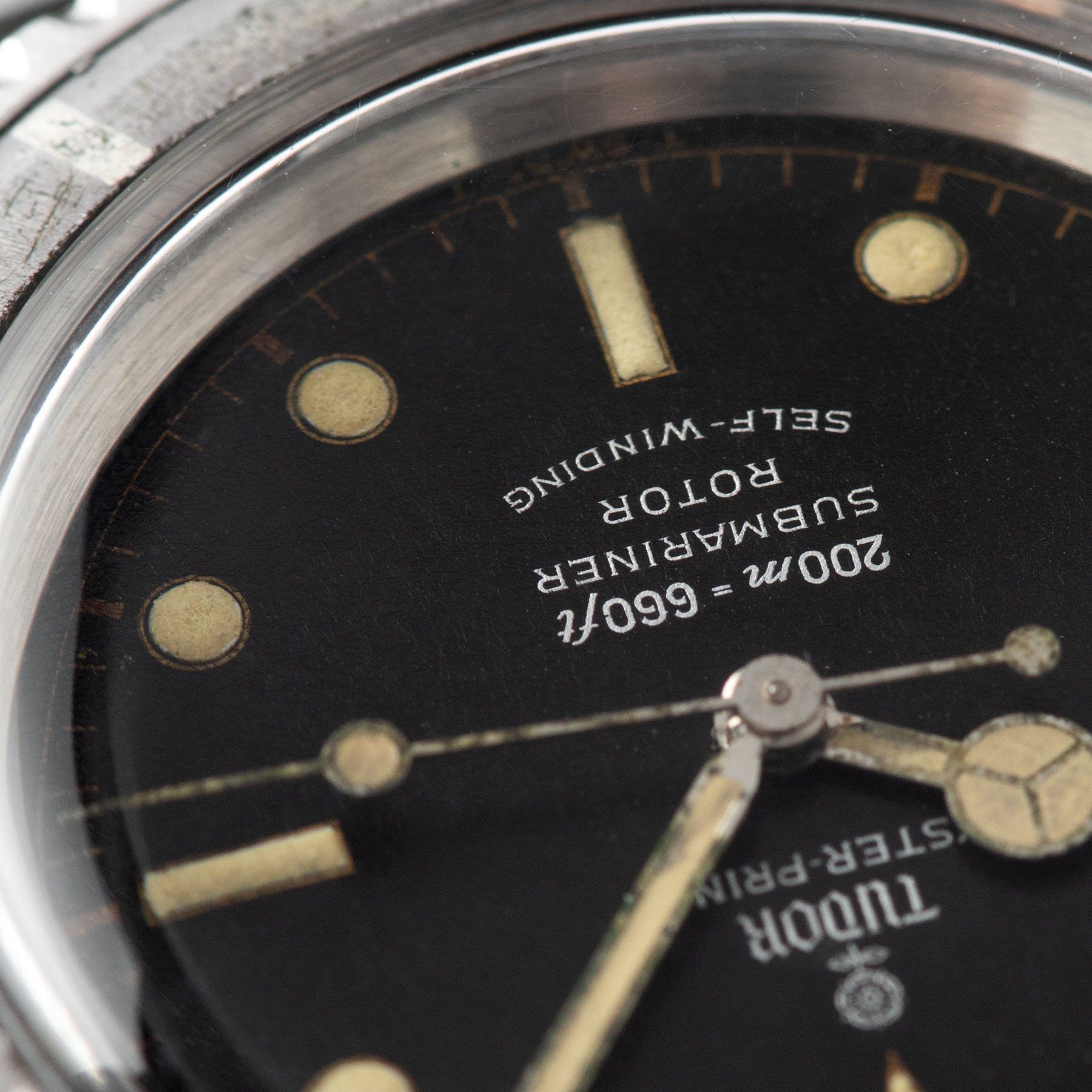 Tudor Submariner Ref 7928 Gilt Minute Track Faded Bezel with four-line silver print dial