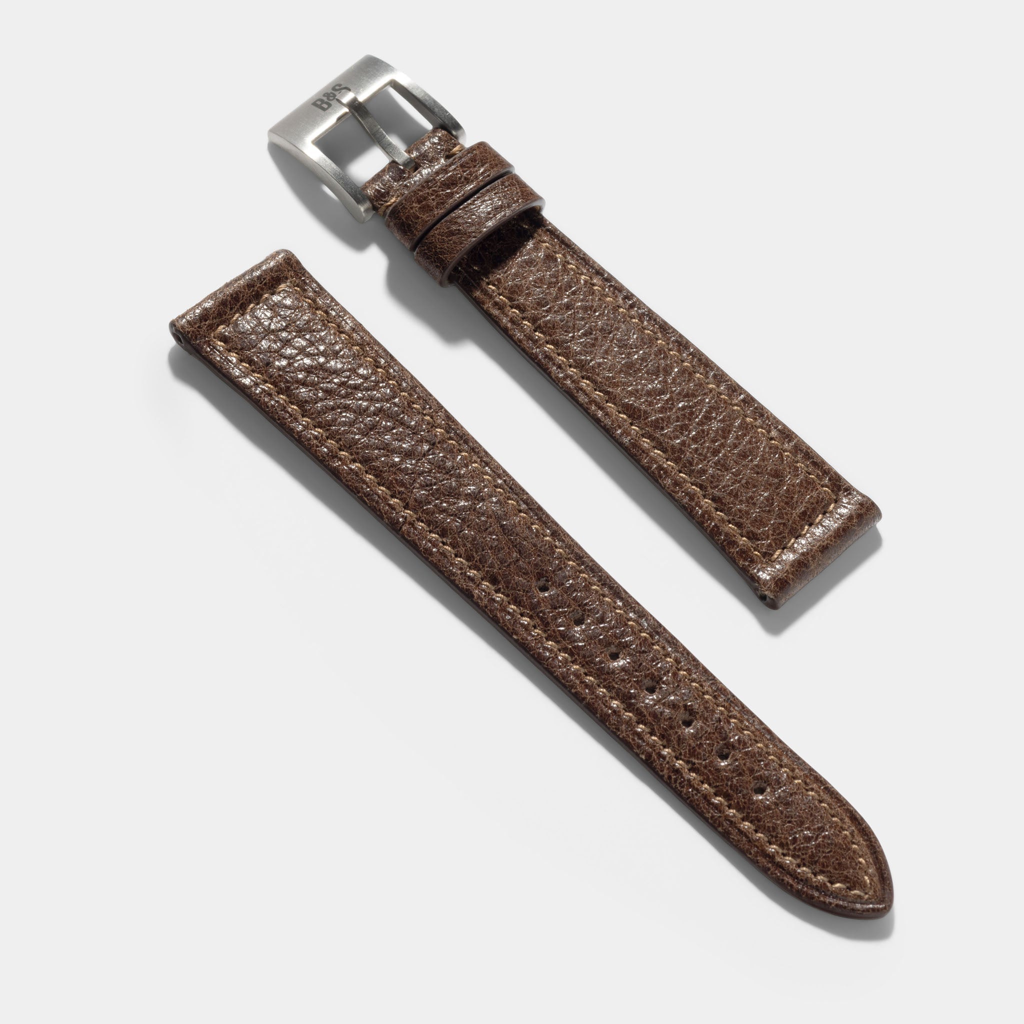 Soft Walnut Brown Boxed Calfskin Watch Strap - Classic Dress