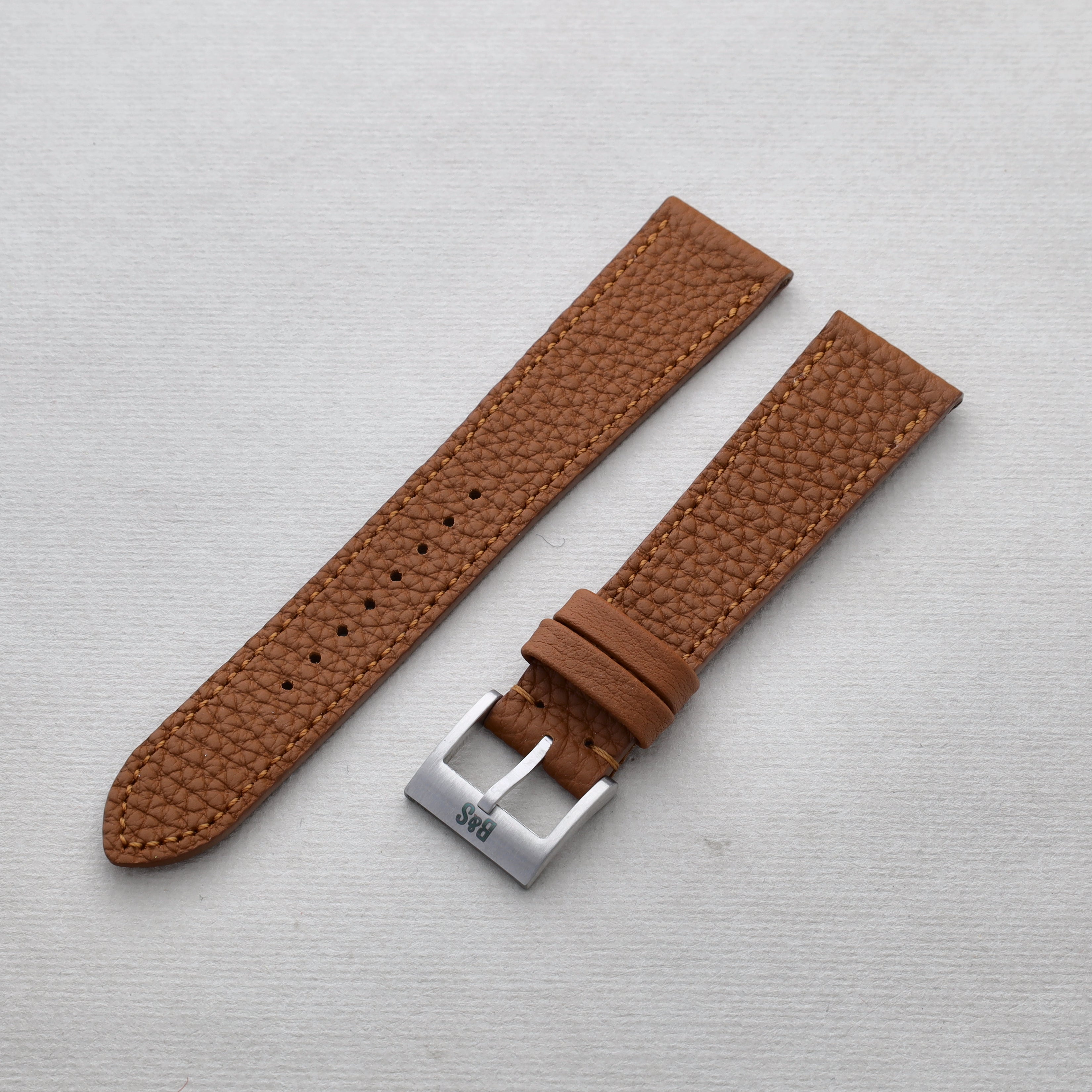 Sample Sale - Togo Cognac Brown Tonal Leather Watch Strap - 20mm