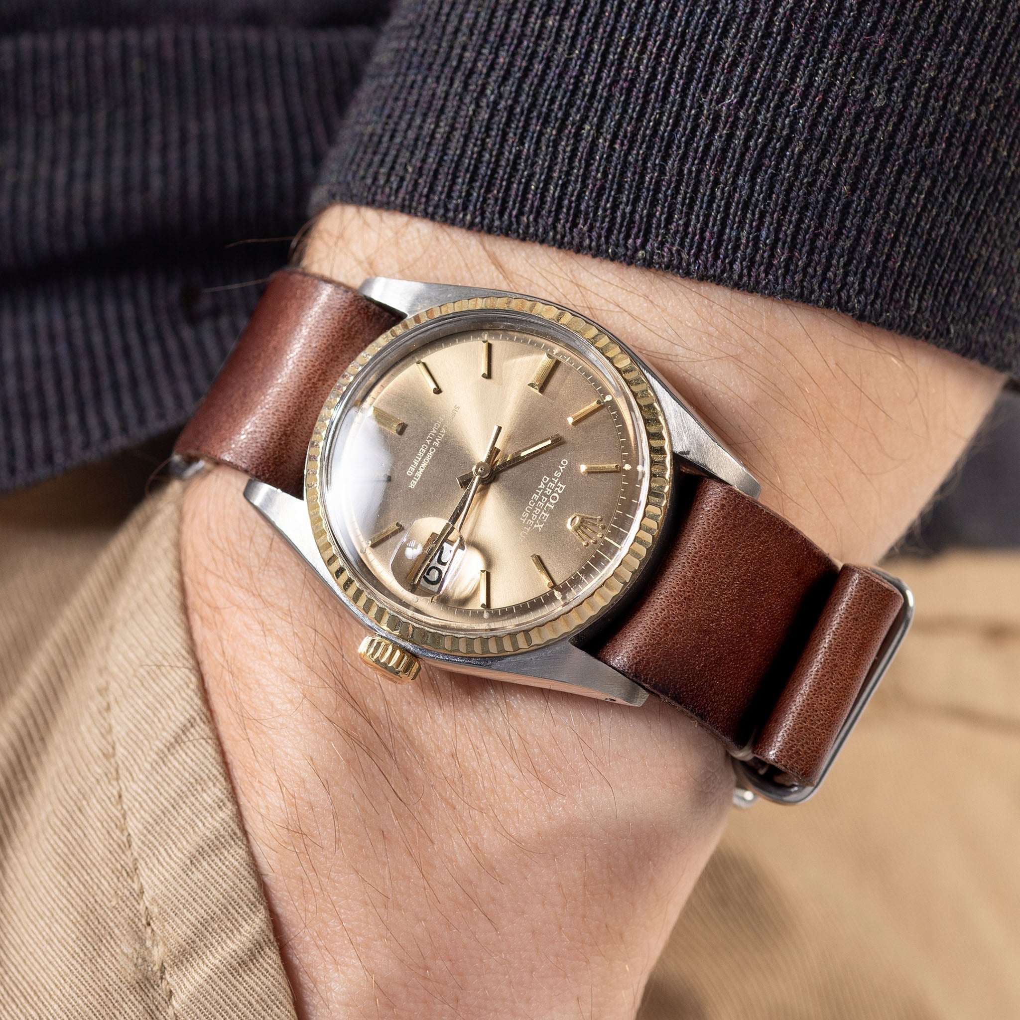 Chestnut Brown Single Pass Leather Watch Strap