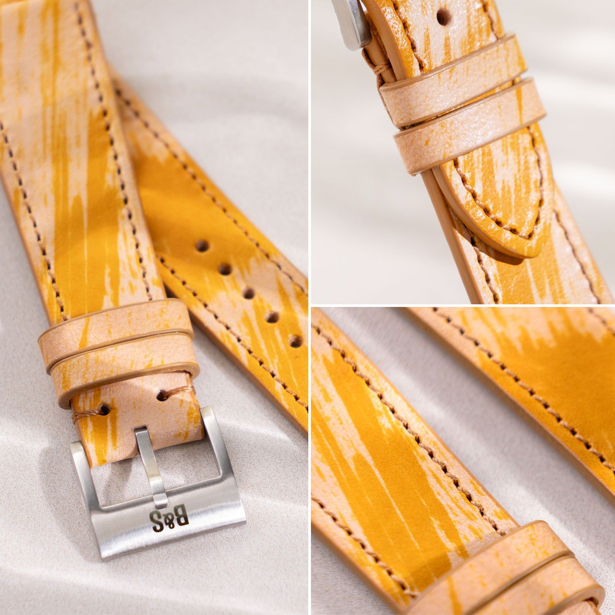 High_Quality_Yellow_Leather_Watch_Strap_For_Wrist_Watches