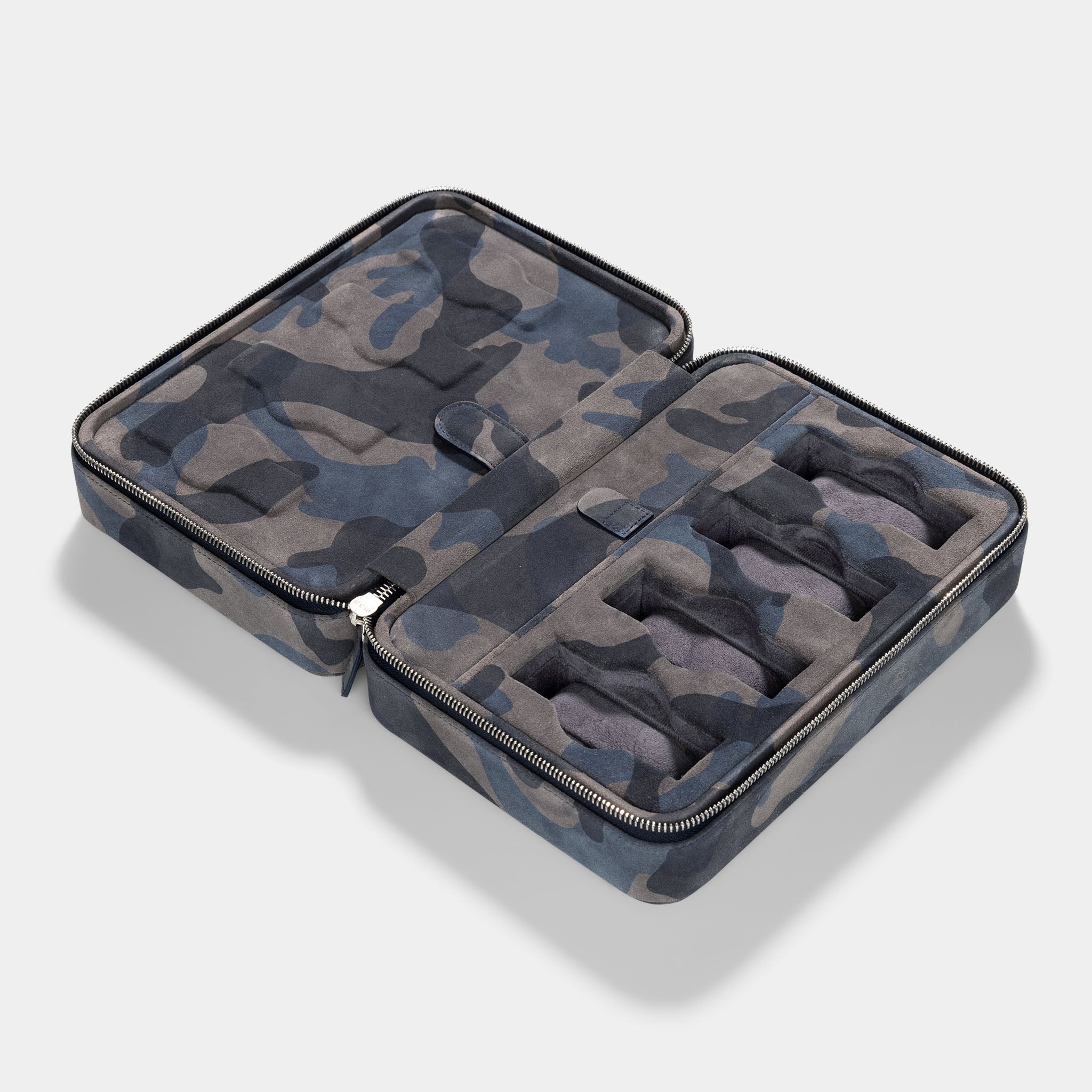 Blue Camo Suede Luxury Leather Watch Box