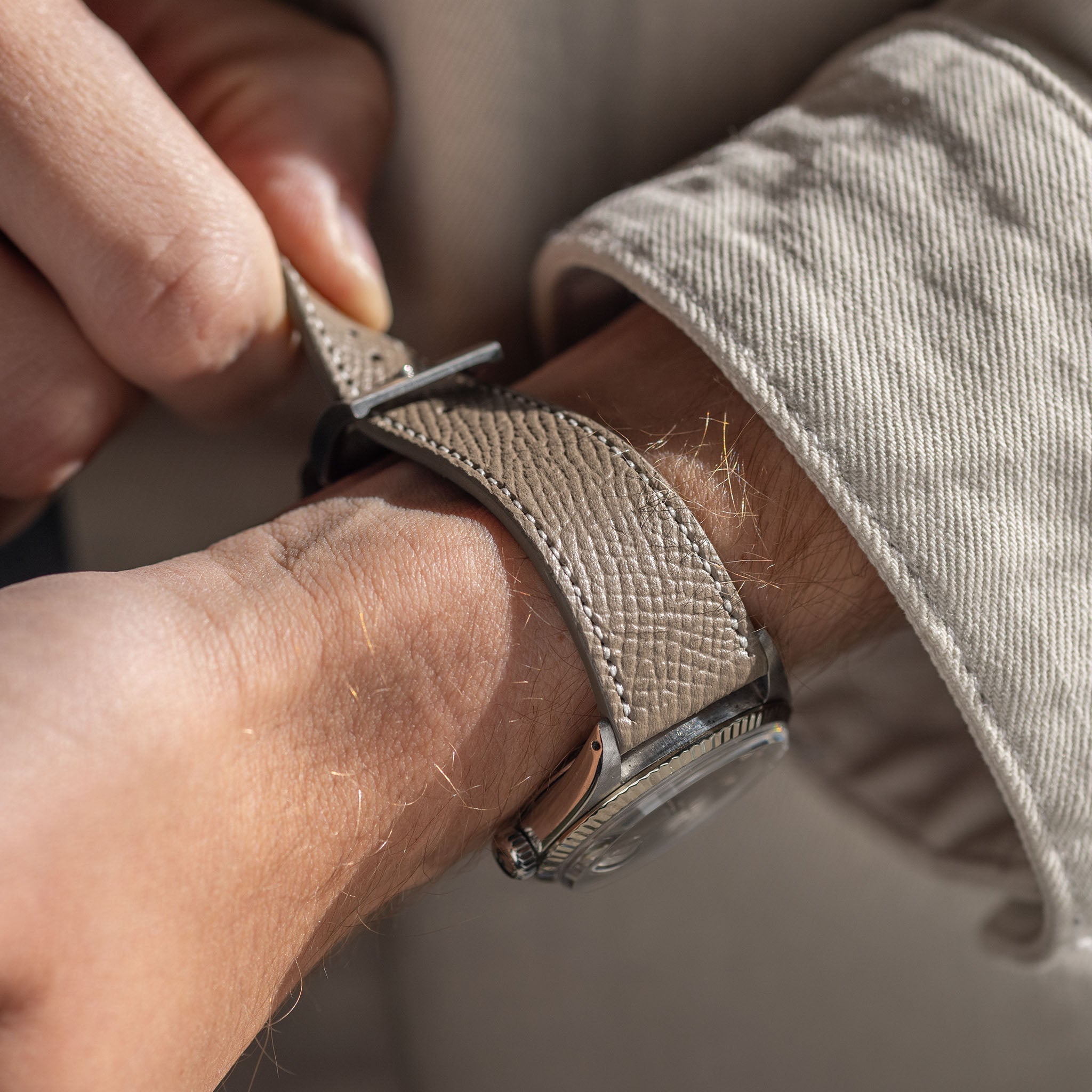 Marston Calf Taupe Grey Leather Watch Strap