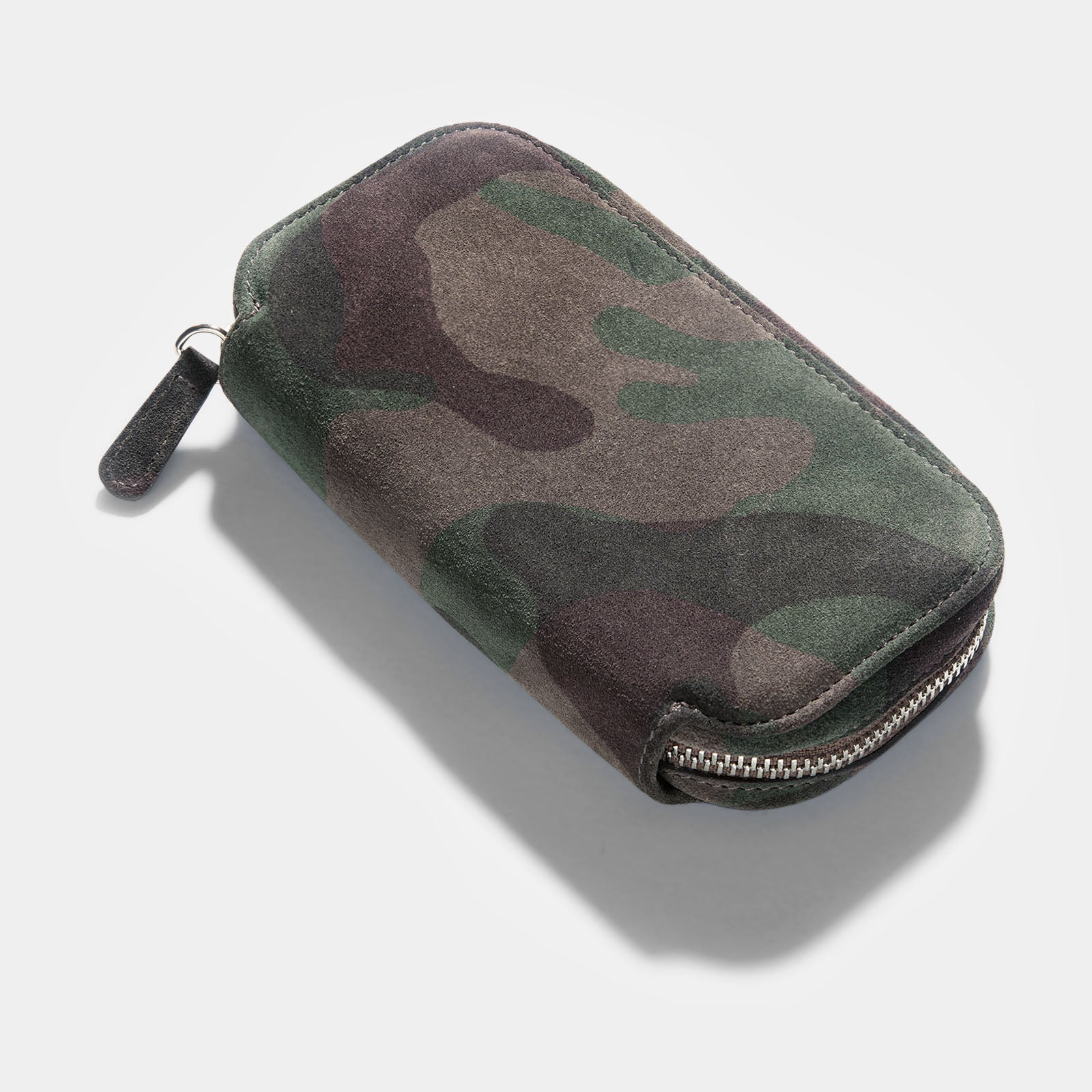 Grey Camo 2 Watch Leather Zip Pouch