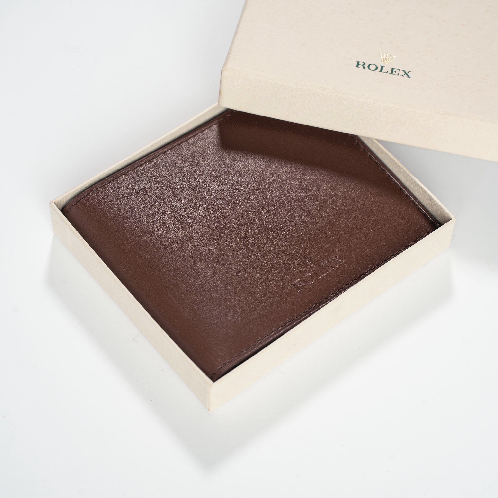 Rolex chestnut brown leather men’s wallet
