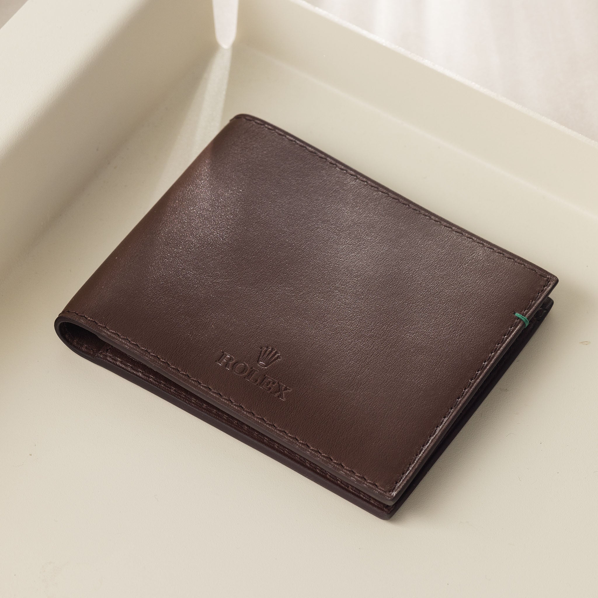 Rolex chestnut brown leather men’s wallet