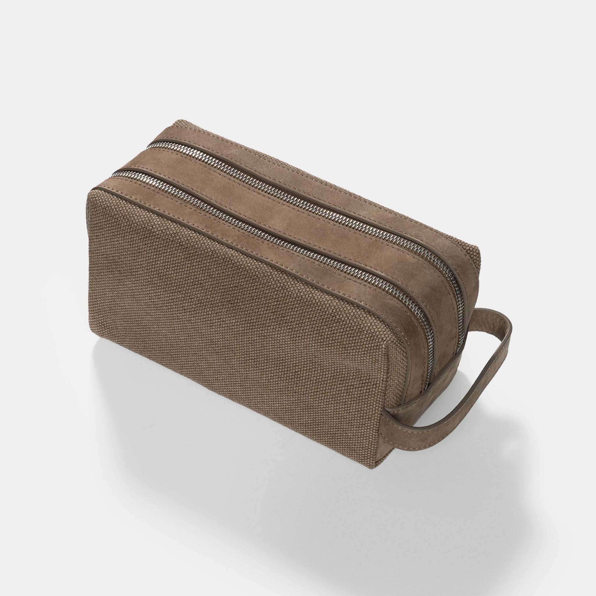 Rolex Toiletry Bag  Taupe Coloured in Canvas and Suede