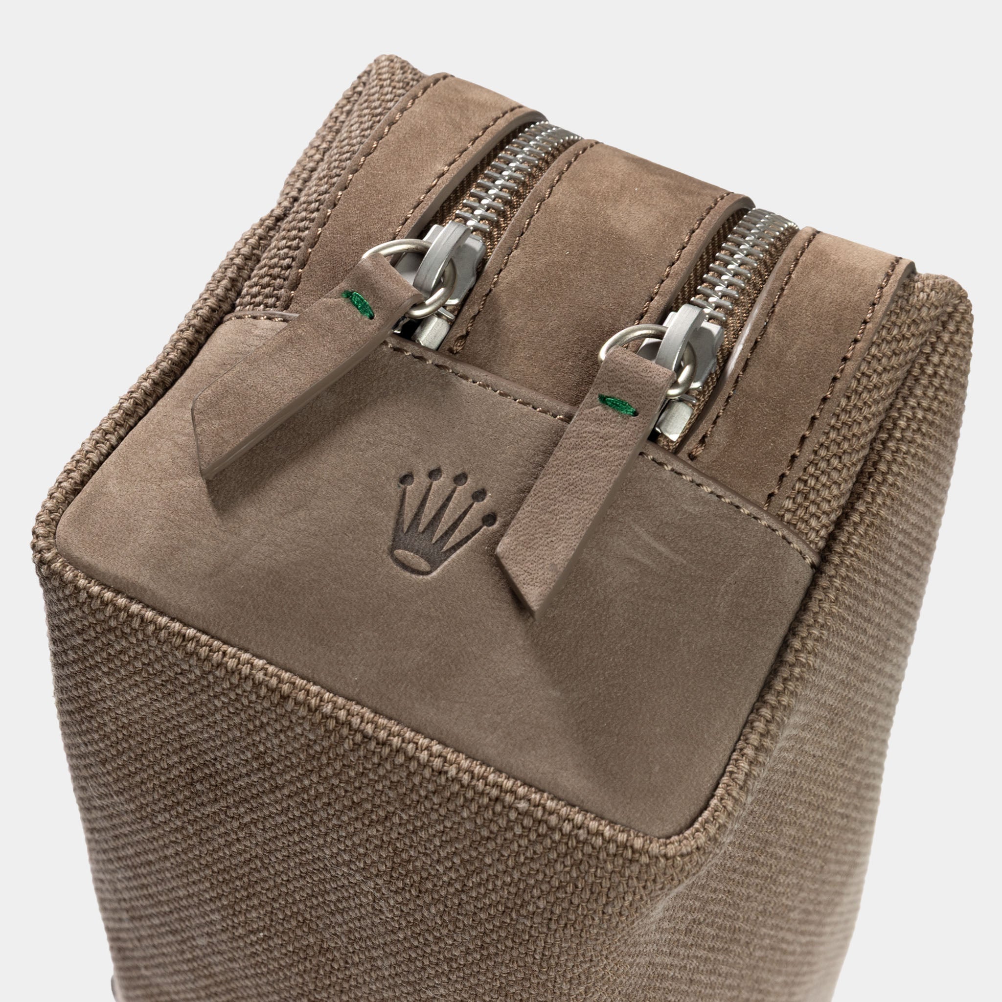 Rolex Toiletry Bag  Taupe Coloured in Canvas and Suede