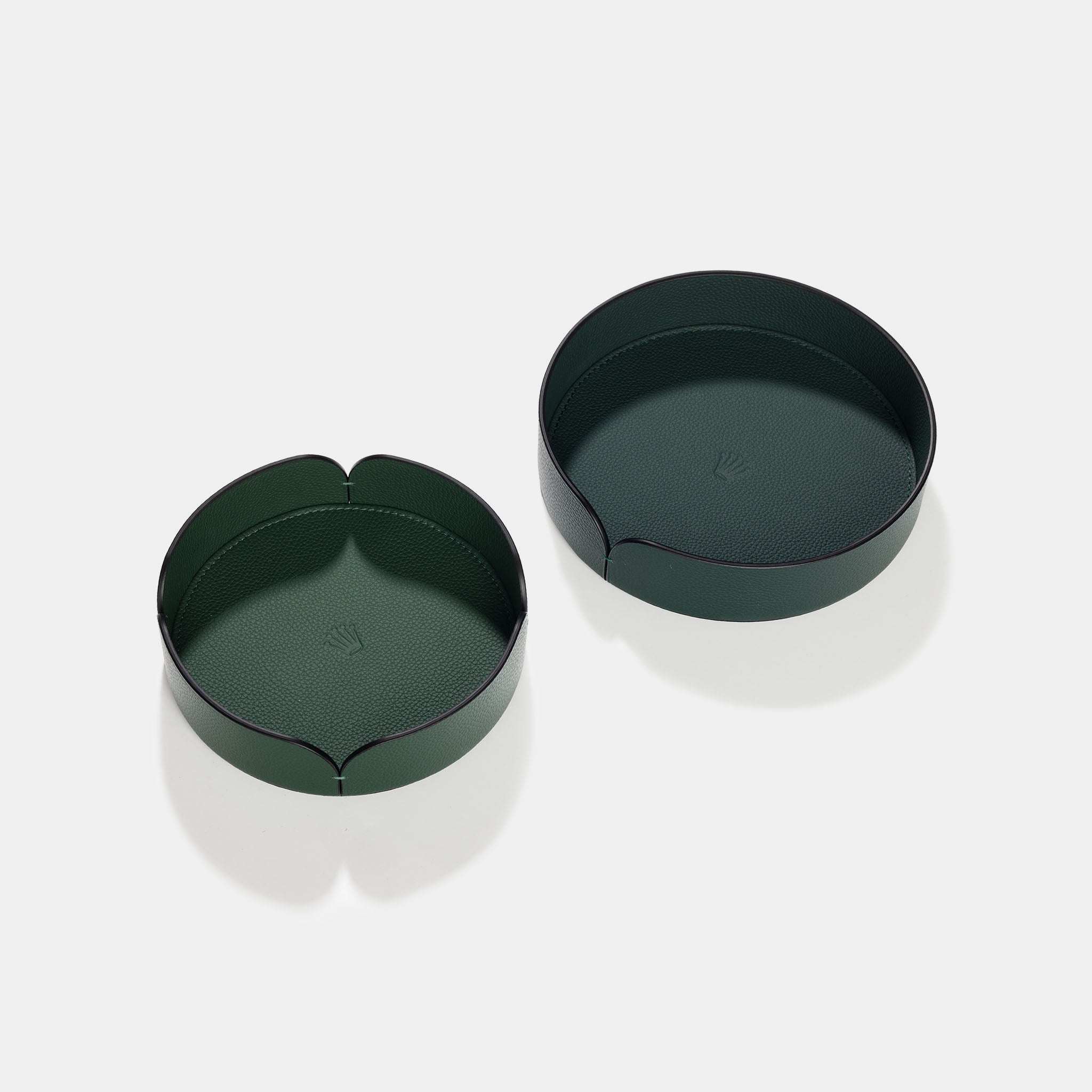 Rolex Set of Two  Green Leather Organisers Trays