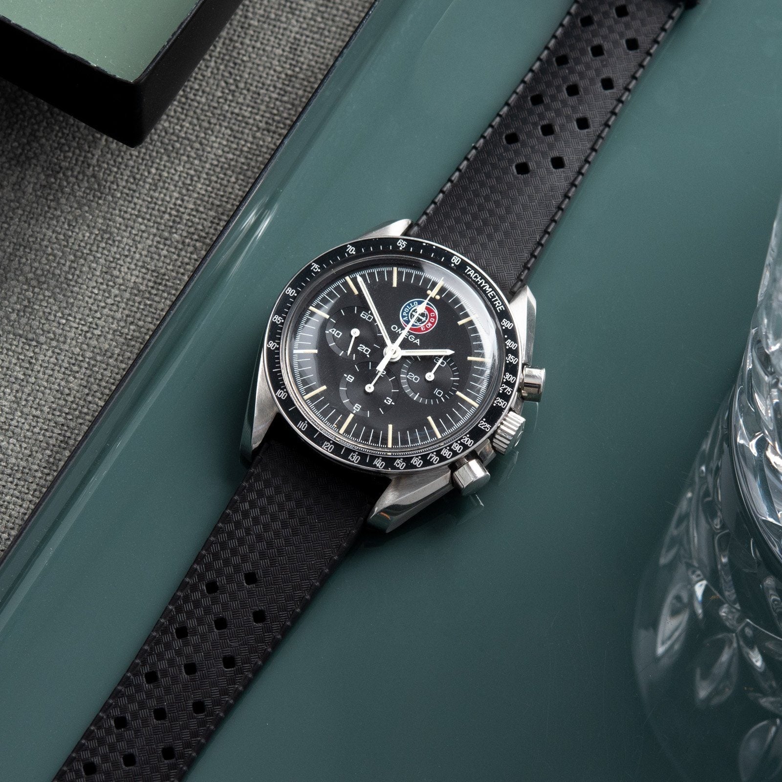 Nautic Basket Weave Black Rubber Style Watch Strap