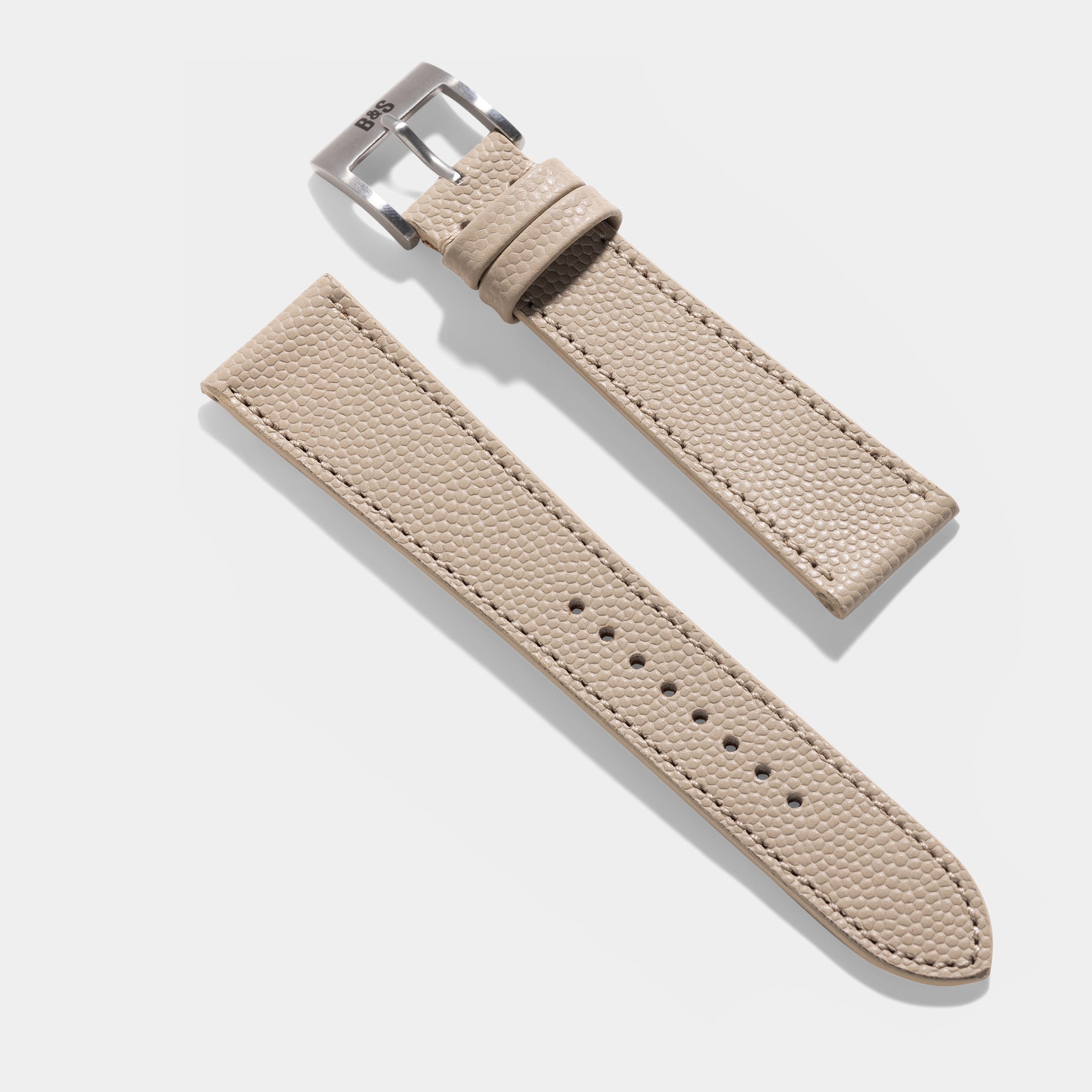 Pebbled Creme Tonal Leather Watch Strap