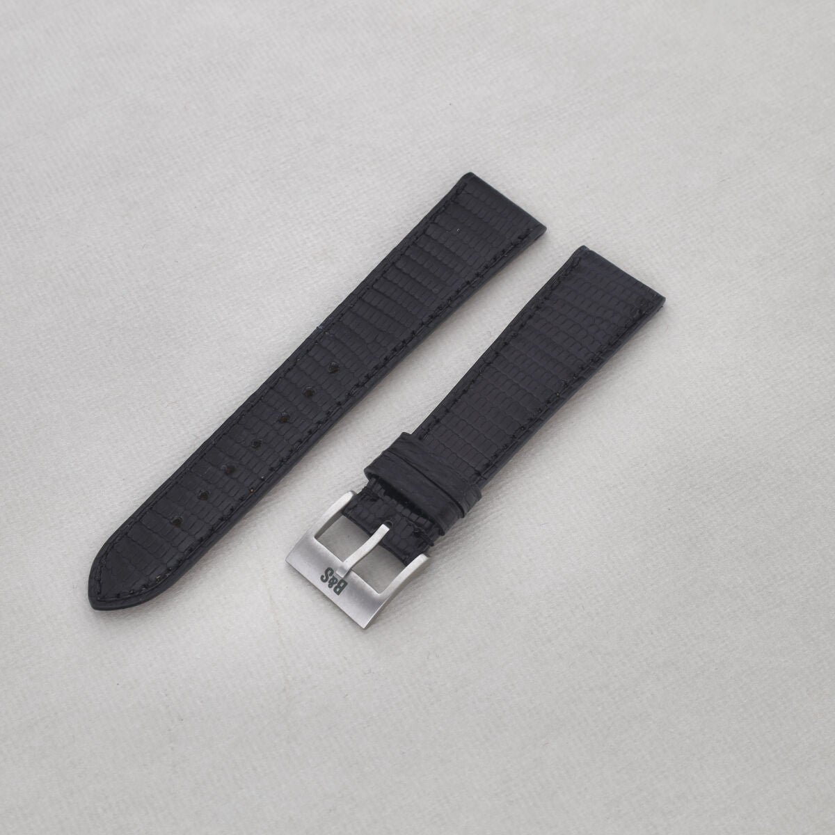 Sample Sale - Slim Brilliant Black Lizard Leather Watch Strap - 20mm