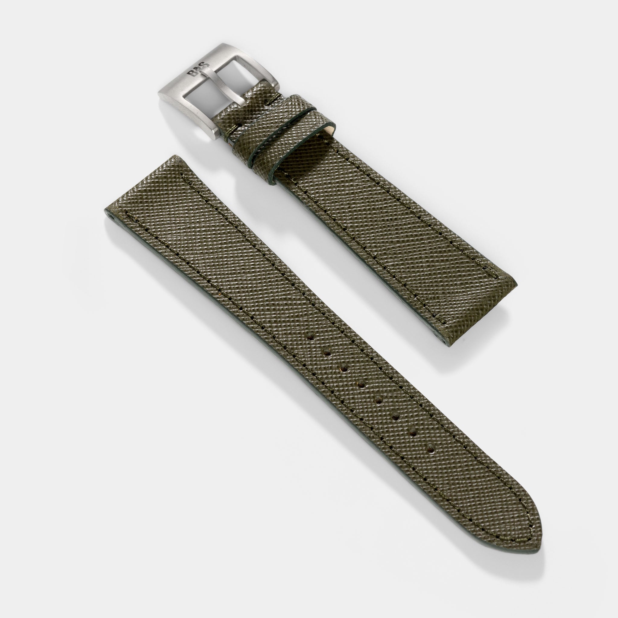 Saffiano Olive Green Leather Watch Strap