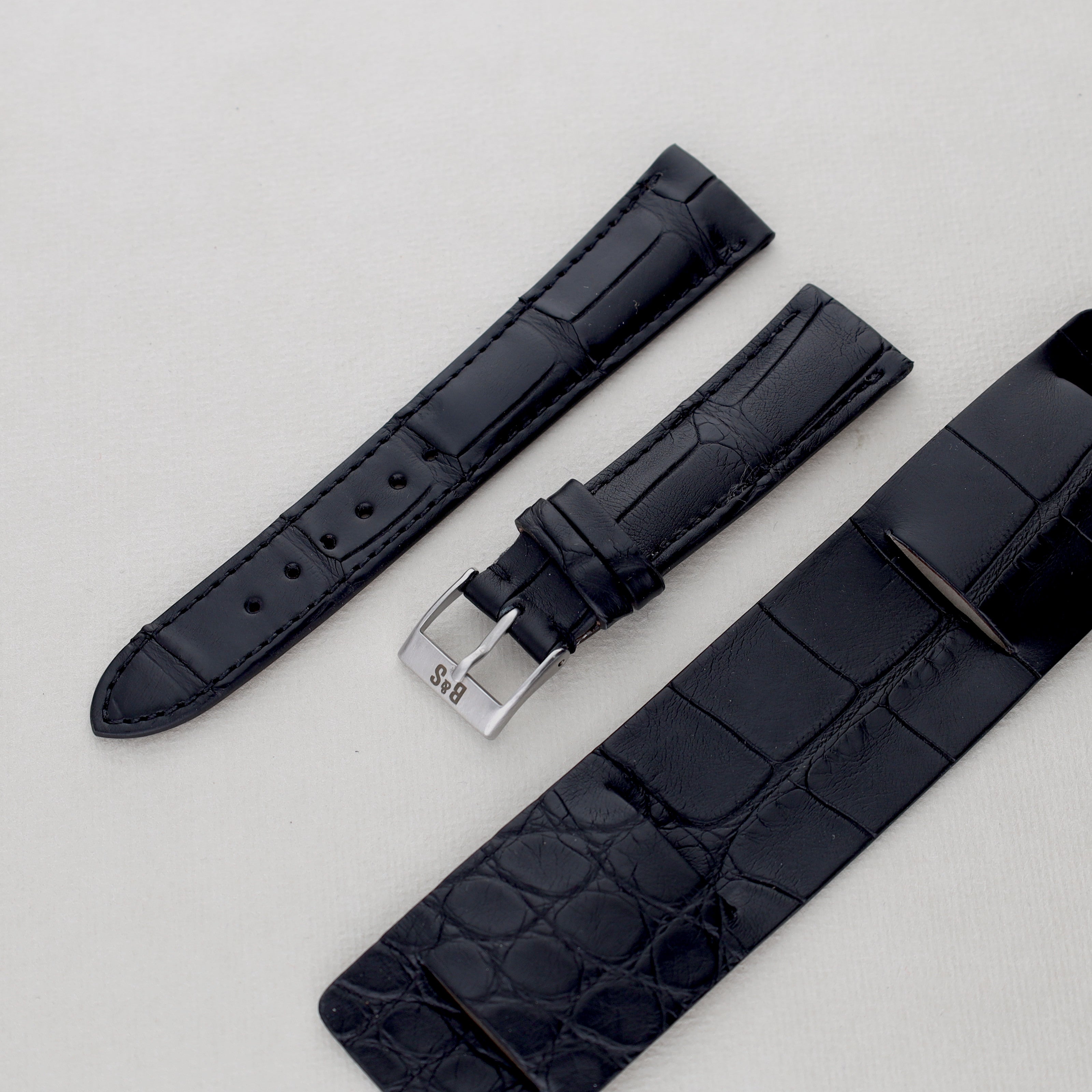 Sample Sale - Newman Black Croco Leather Watch Strap - 20mm