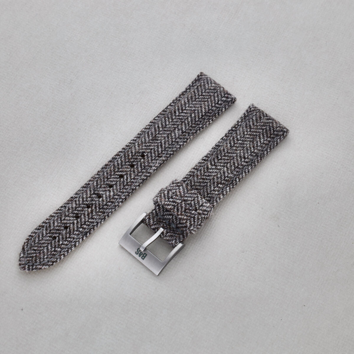 Sample Sale - Herringbone Tweed Brown Leather Watch Strap - 20mm