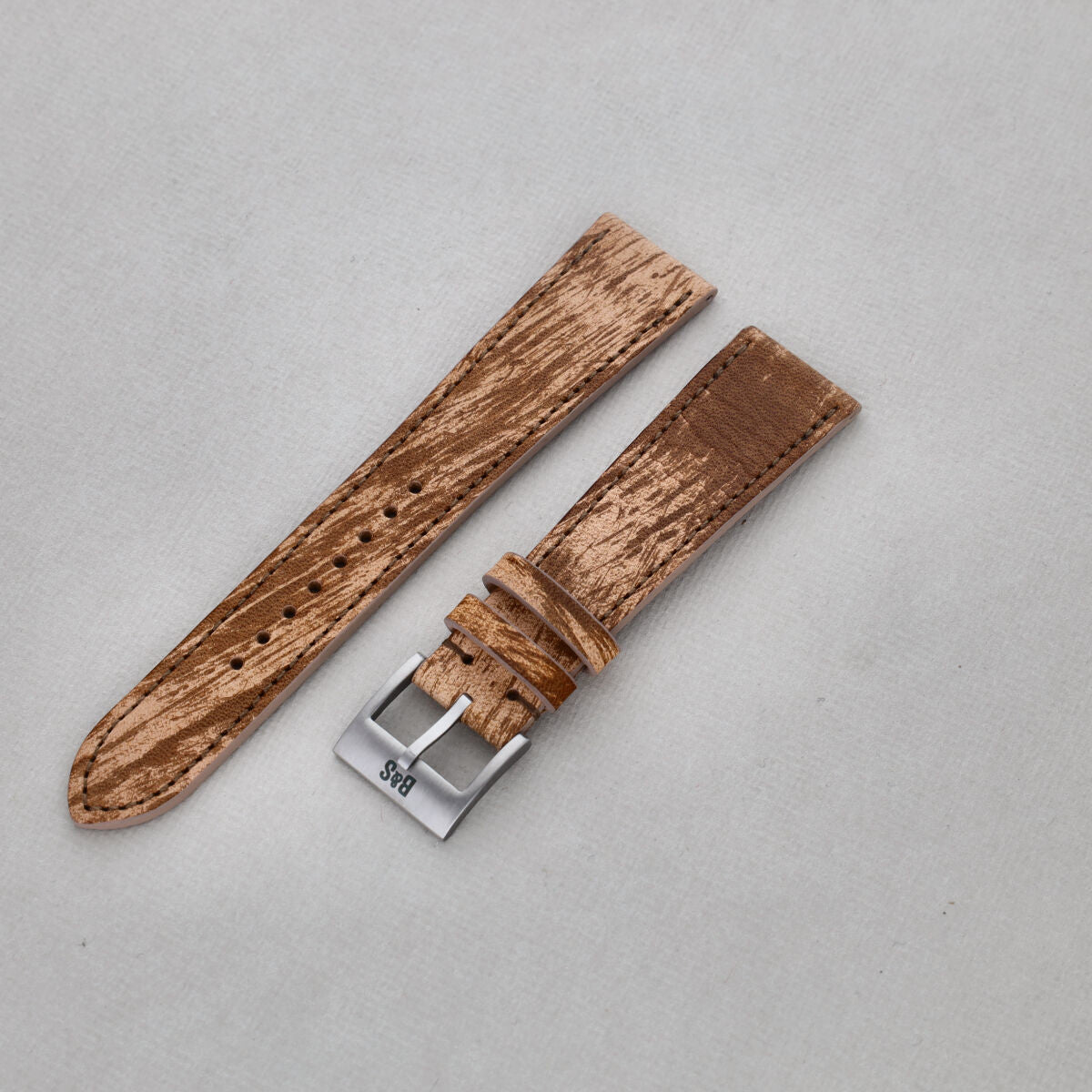 Sample Sale - Brown Paint Brushed Leather Watch Strap - 20mm