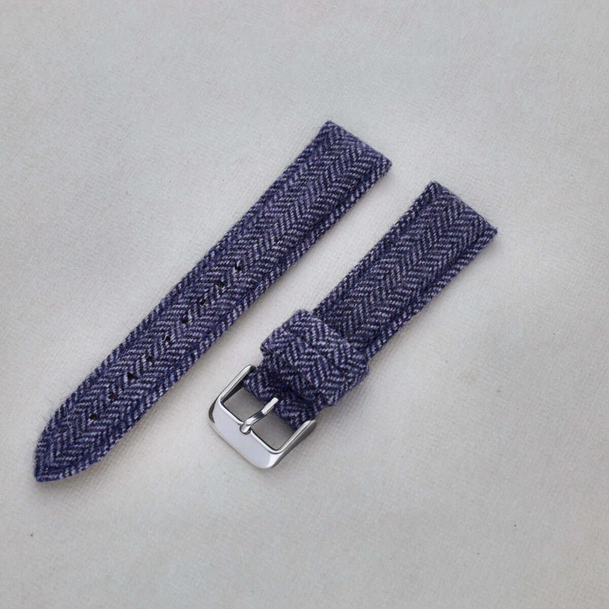 Sample Sale - Herringbone Tweed Blue Leather Watch Strap - 20mm