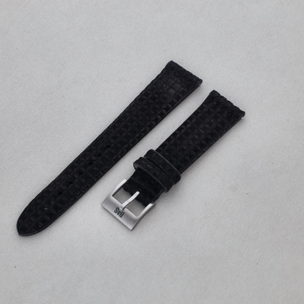 Sample Sale - Waffle Black Suede Leather Watch Strap - 20mm - Quick Release System