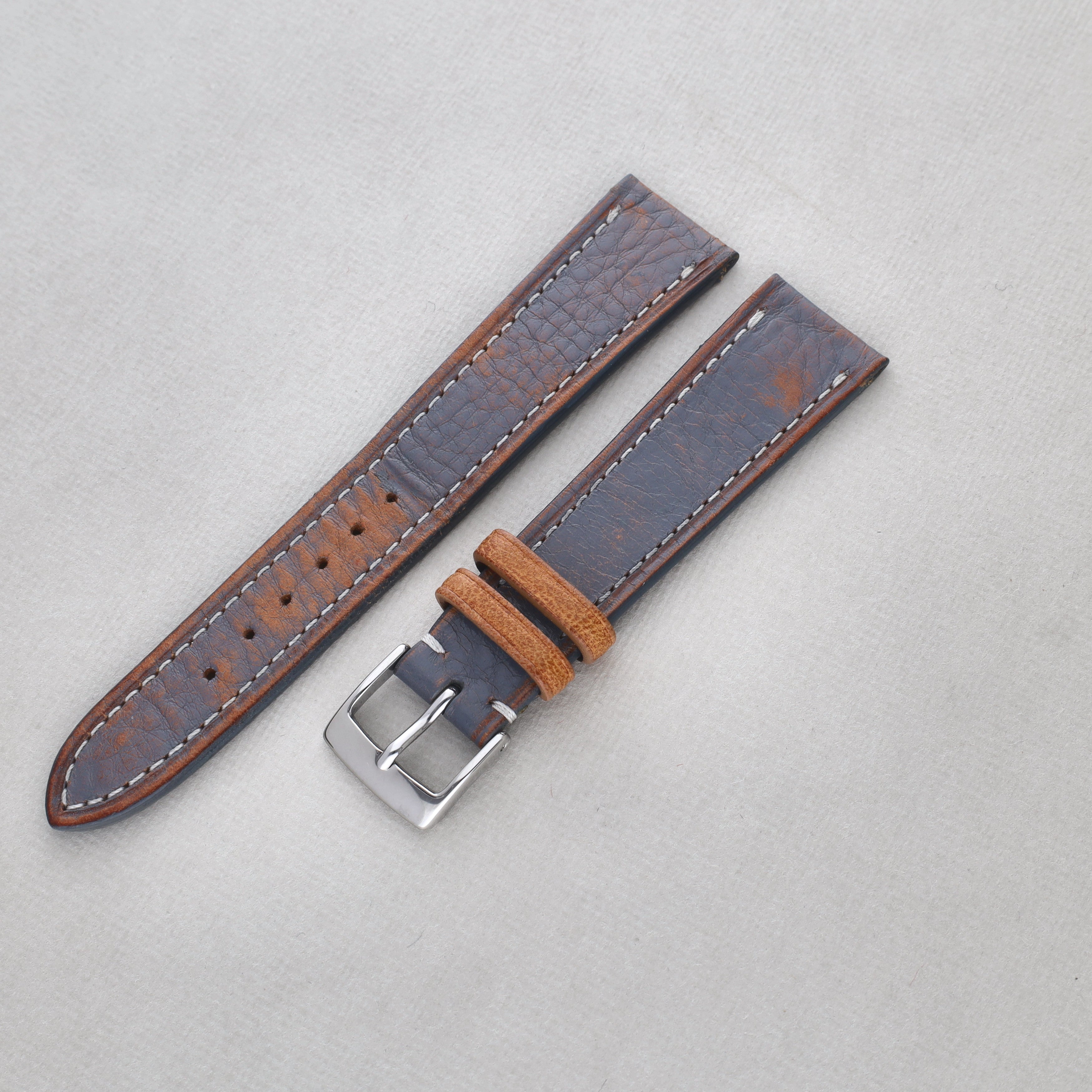 Sample Sale - Denim Blue Retro Leather Watch Strap - 20mm