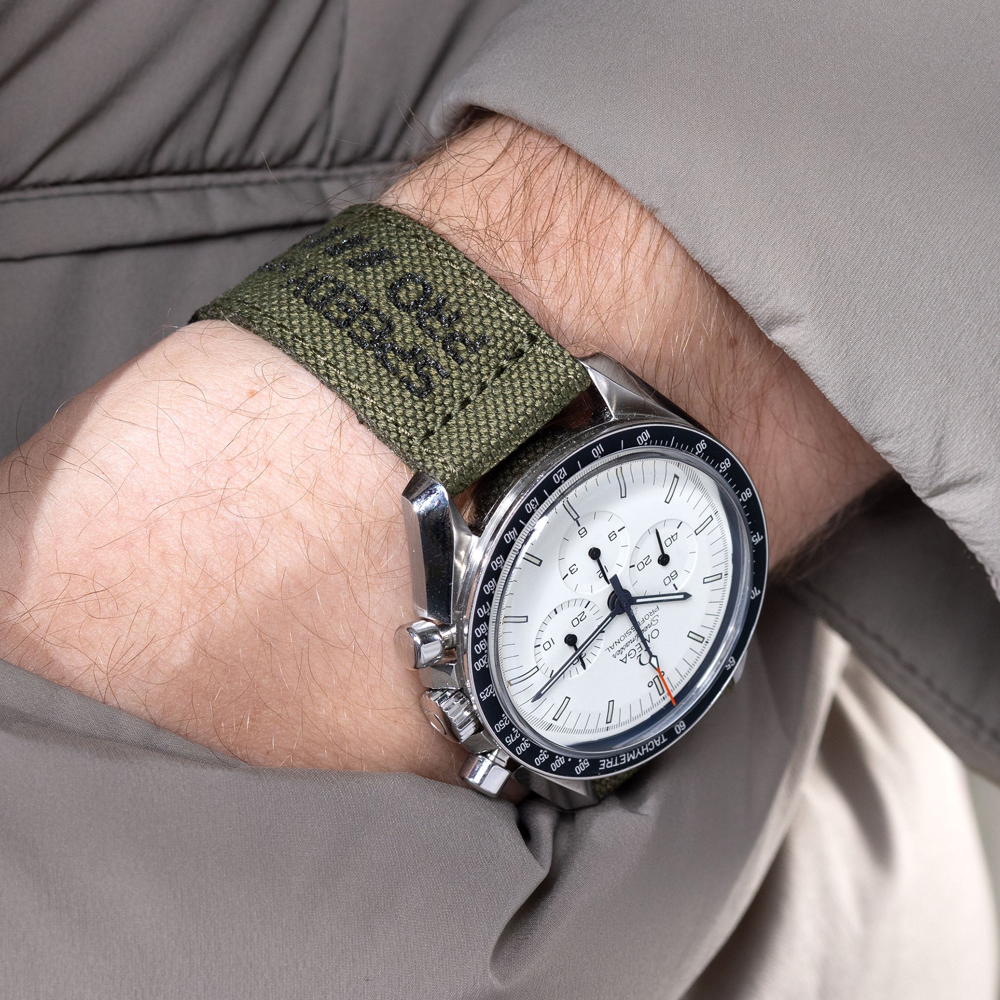 Strap for Omega Speedmaster Professional - Canvas Speedy Print in Olive, Taupe or Grey