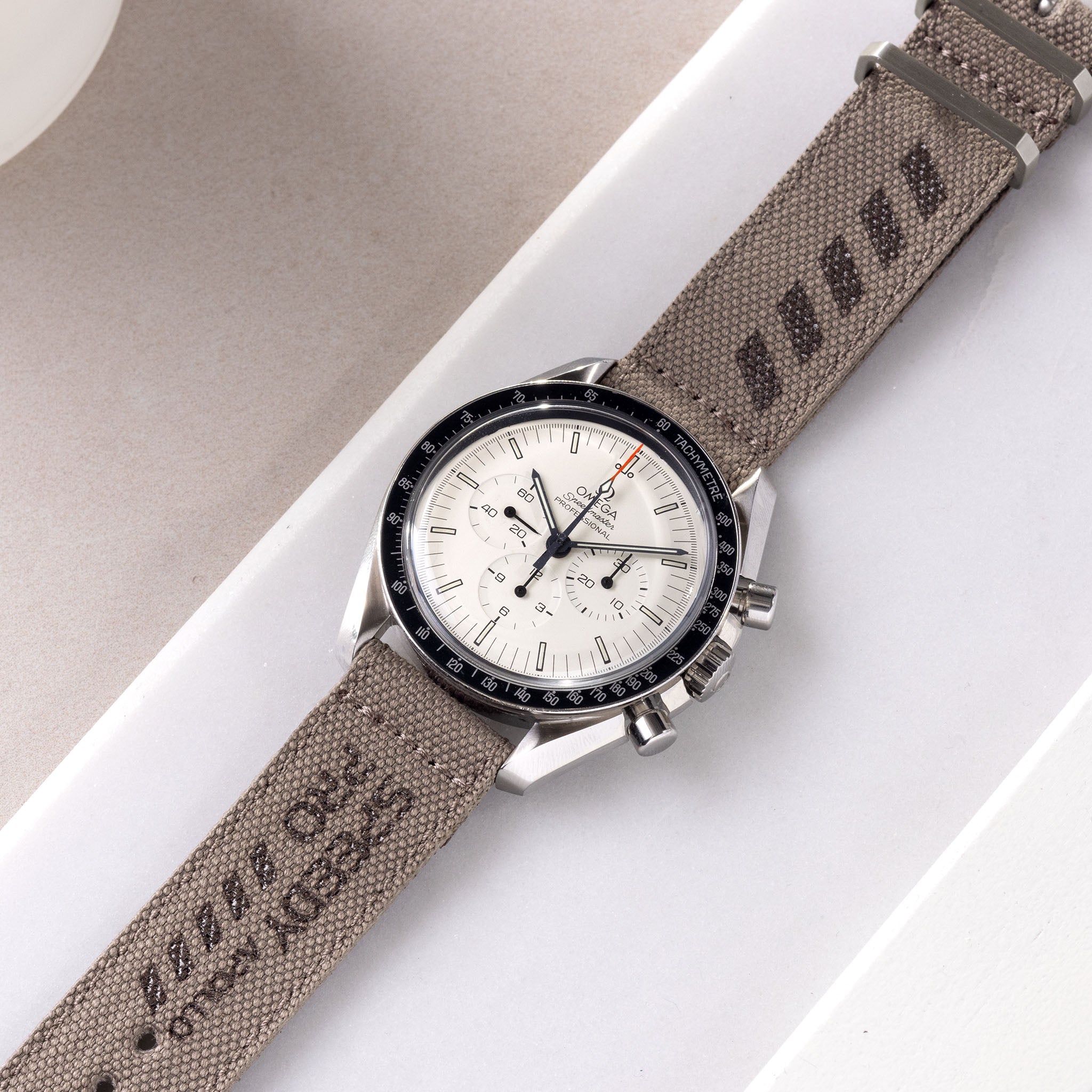 Strap for Omega Speedmaster Professional - Canvas Speedy Print in Olive, Taupe or Grey