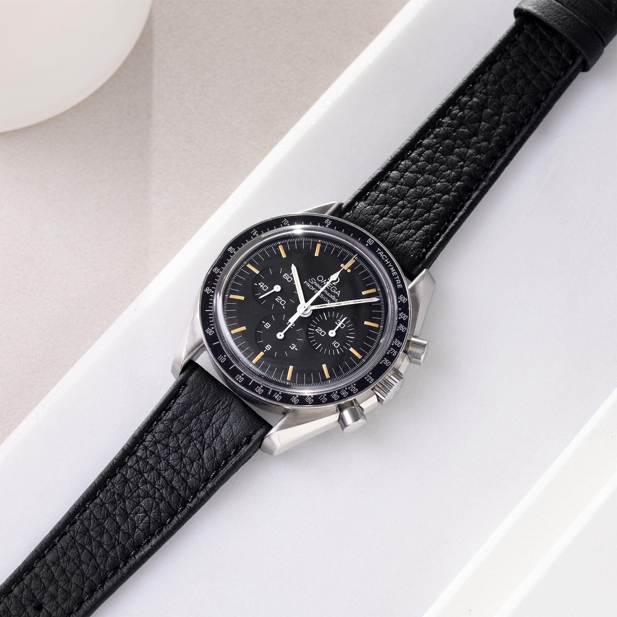 Strap for Omega Speedmaster Professional - Taurillon Black Leather