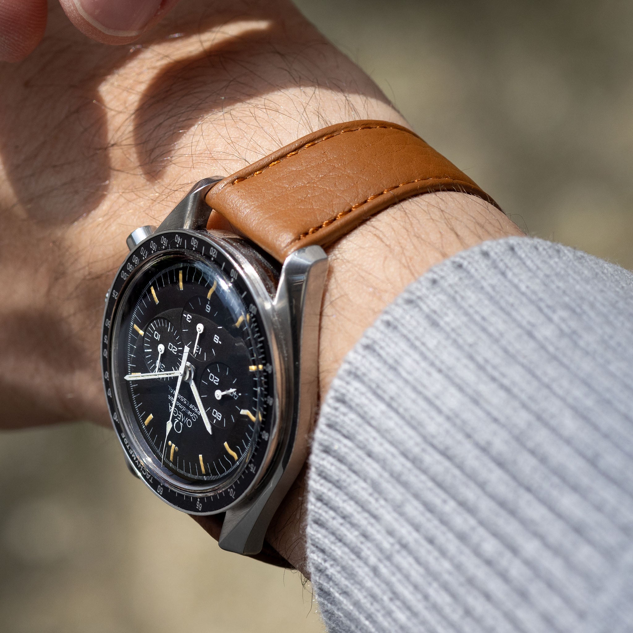 Strap for Omega Speedmaster Professional - Taurillon Brown Leather