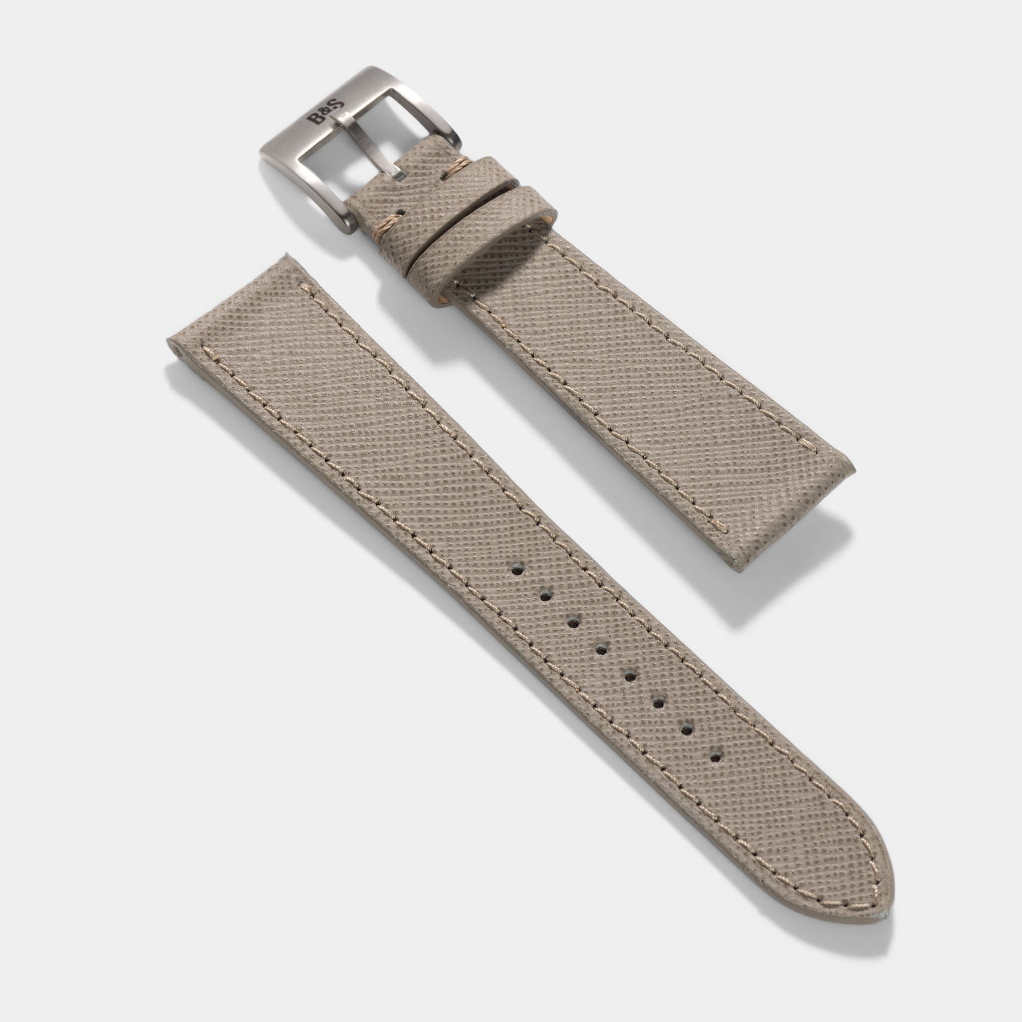 Saffiano Taupe Leather Watch Strap