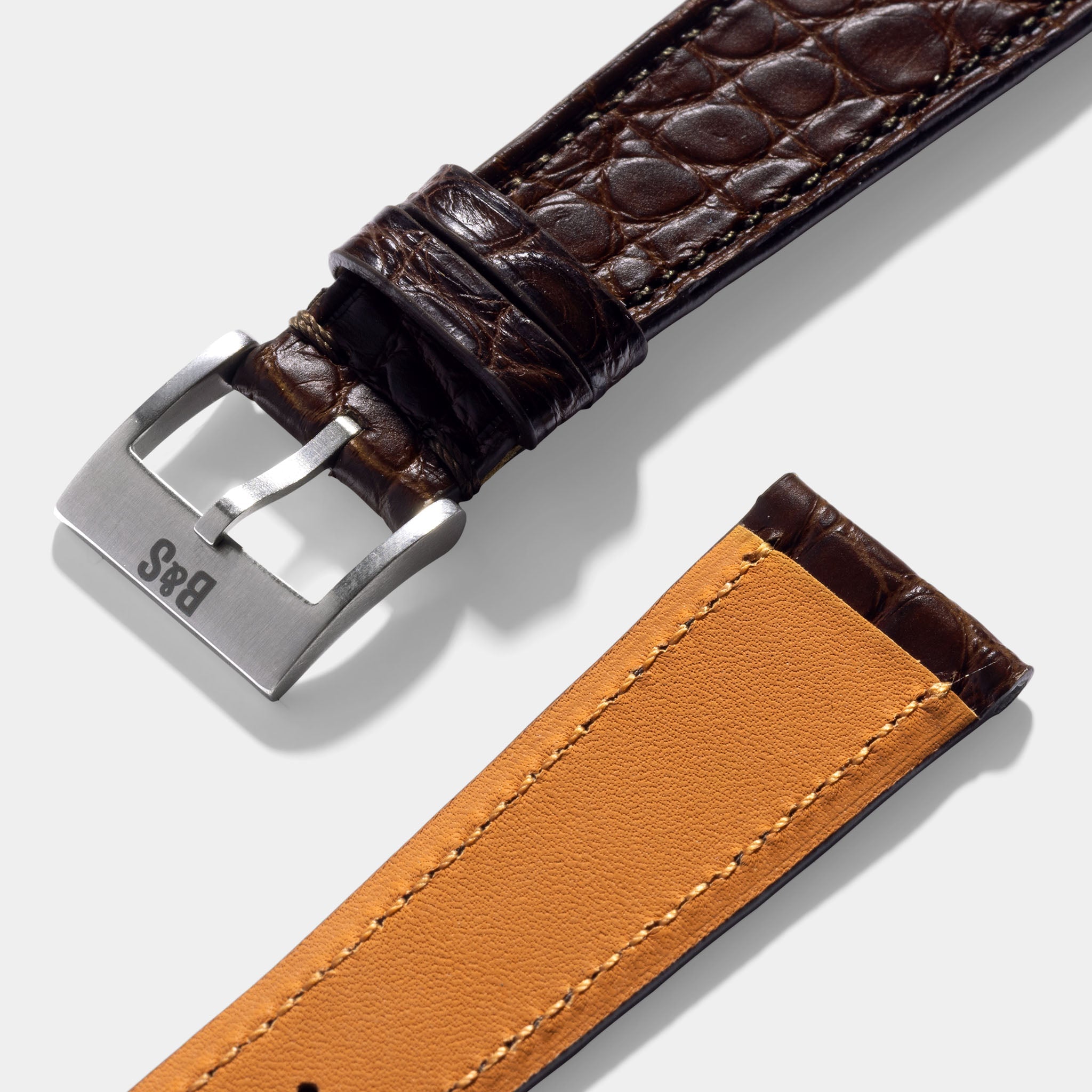 Strap for Patek Philippe 130 / 533 Chronograph - Dark Brown Flank Alligator Watch Strap
