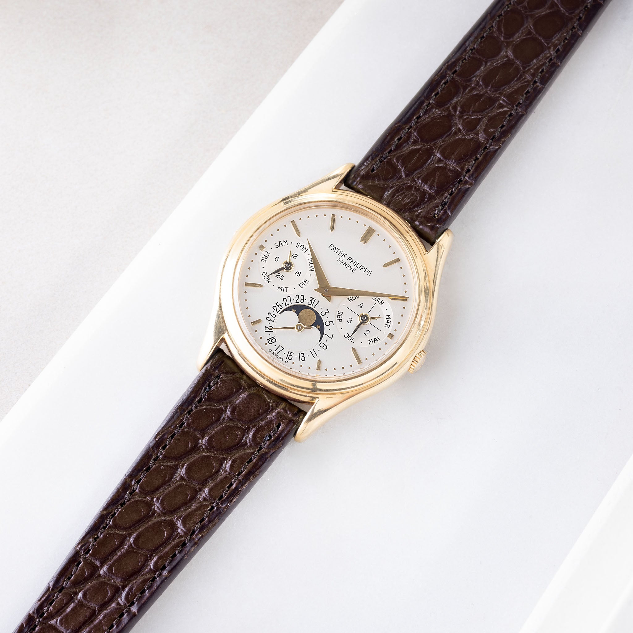 Strap for Patek Philippe 3940 Perpetual - Dark Brown Flank Alligator Watch Strap